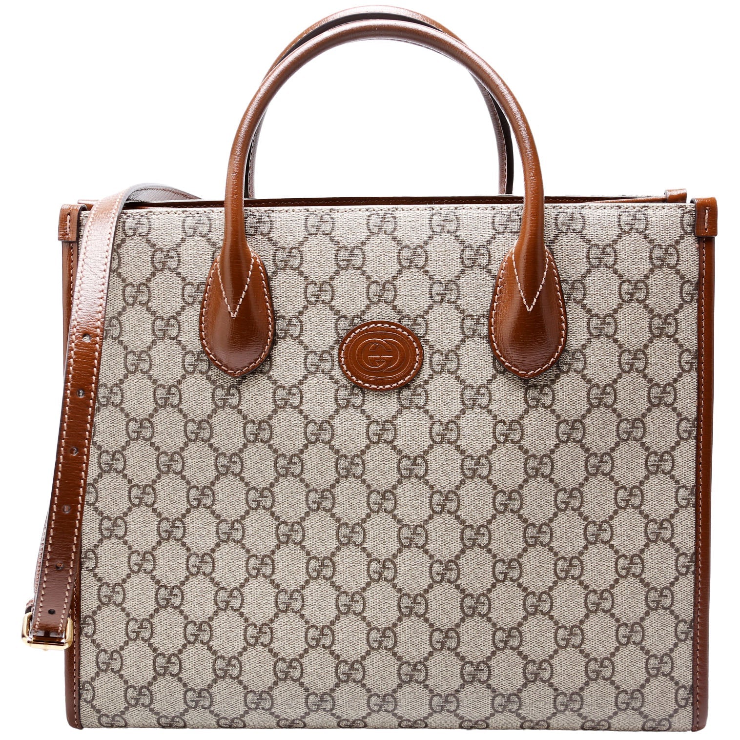 Gucci GG Interlocking GG Canvas Brown Small Tote Bag