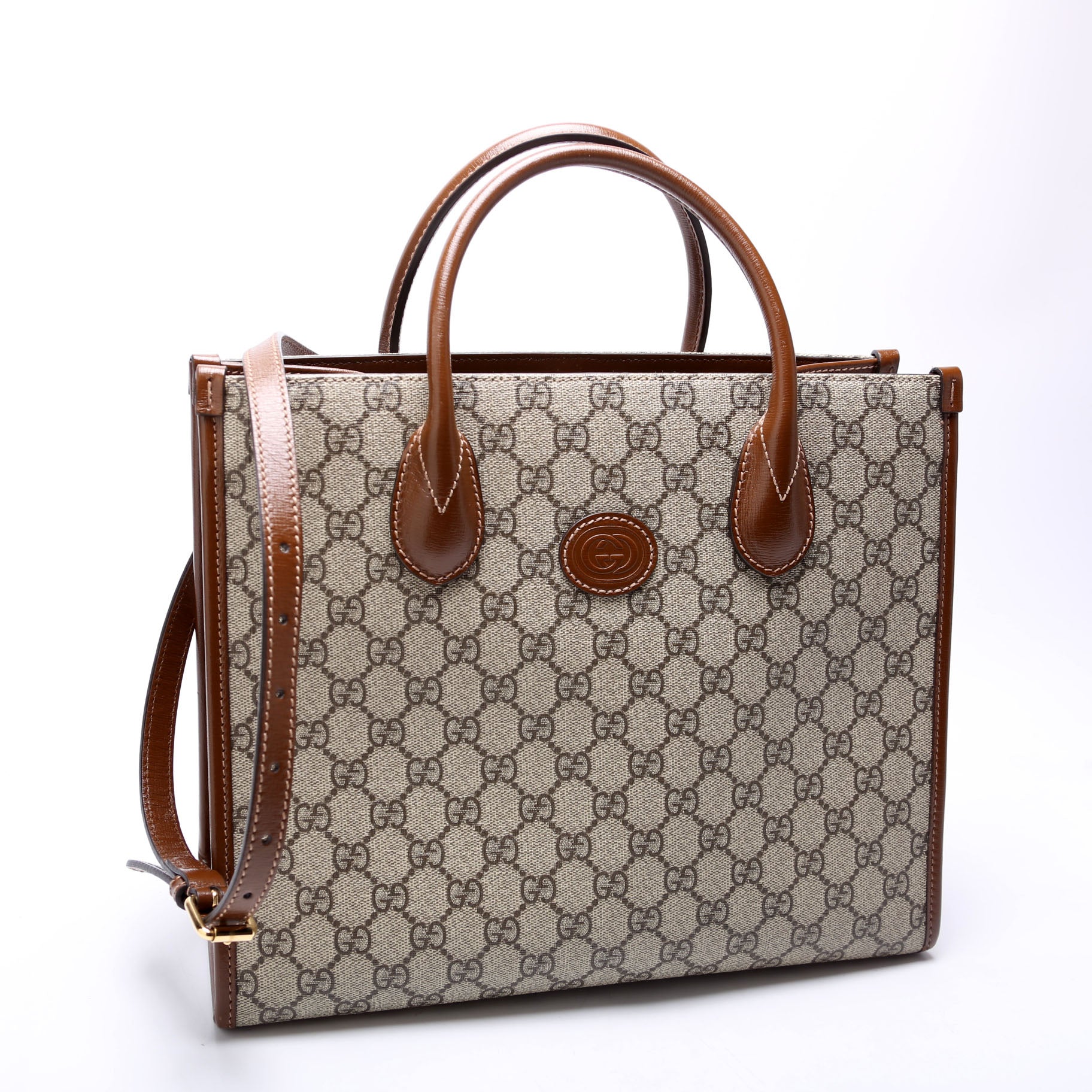 Gucci GG Interlocking GG Canvas Brown Small Tote Bag
