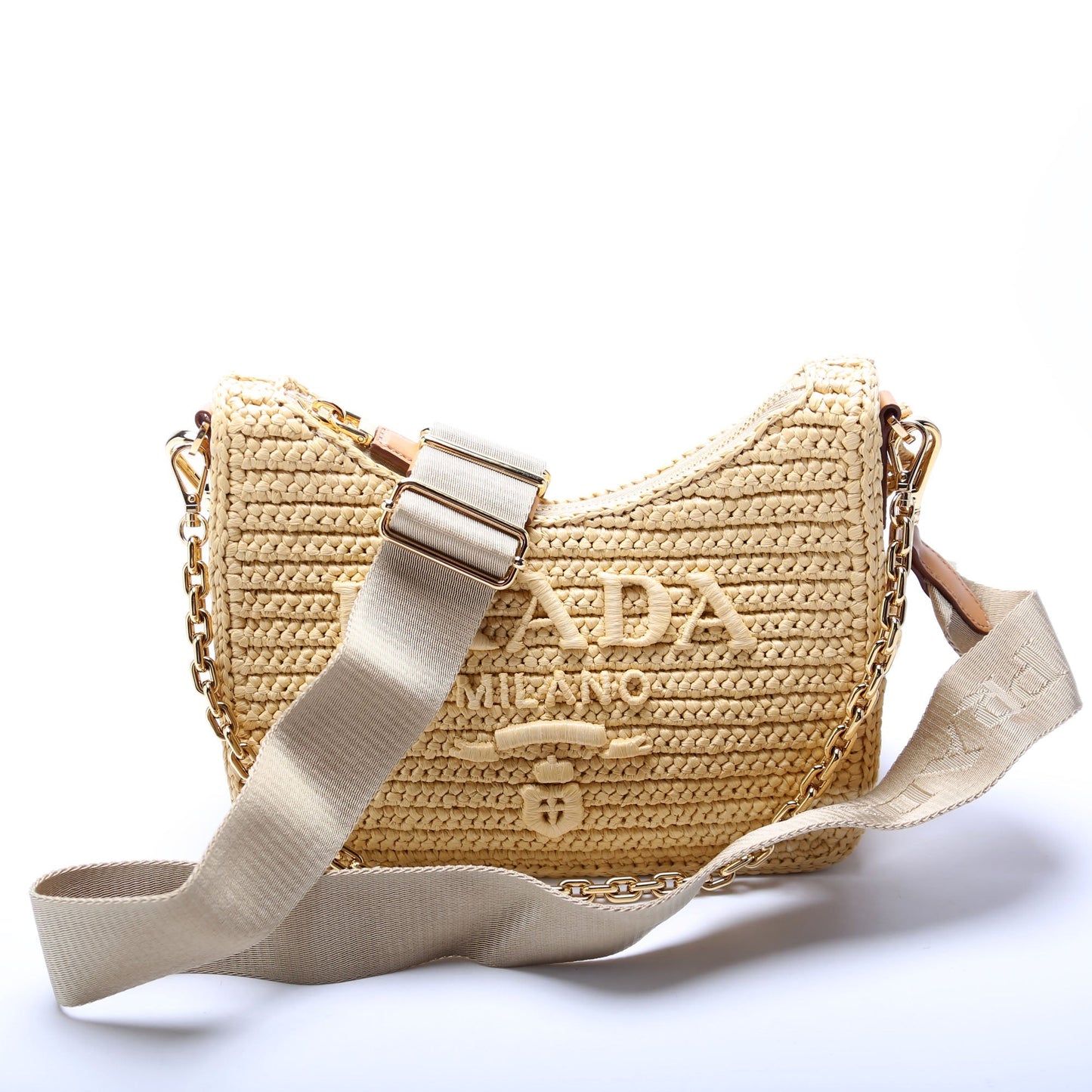 Prada Re Edition Shoulder Bag Raffia Tan