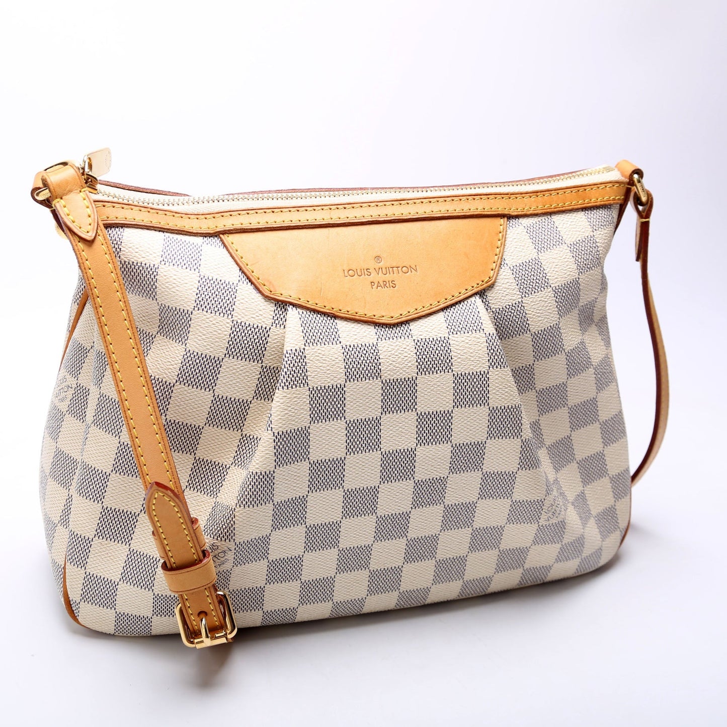 Louis Vuitton Siracusa Azur White Blue PM Damier Handbag