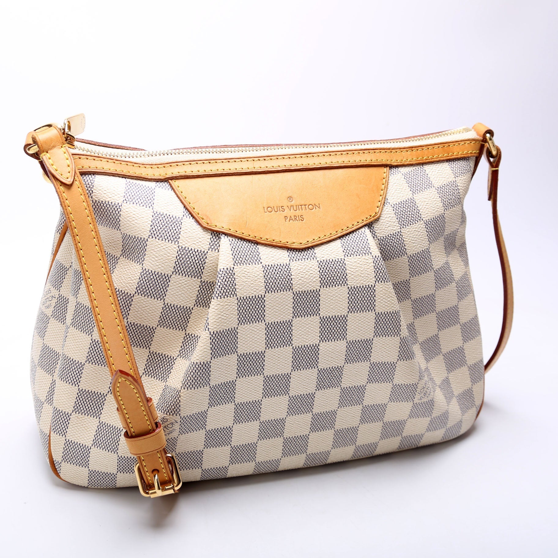 Louis Vuitton Siracusa Azur White Blue PM Damier Handbag
