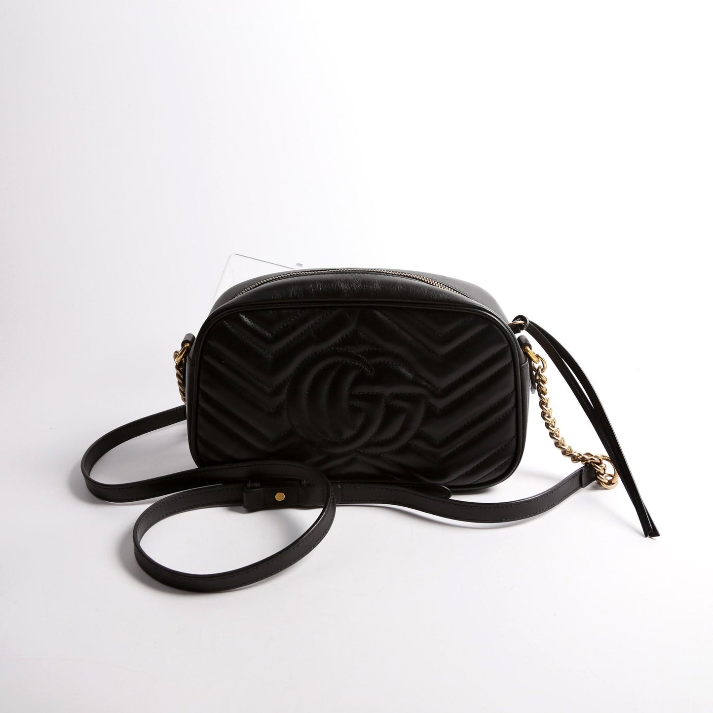 Gucci Marmont Camera Leather Black Small Travel Bag Black 4
