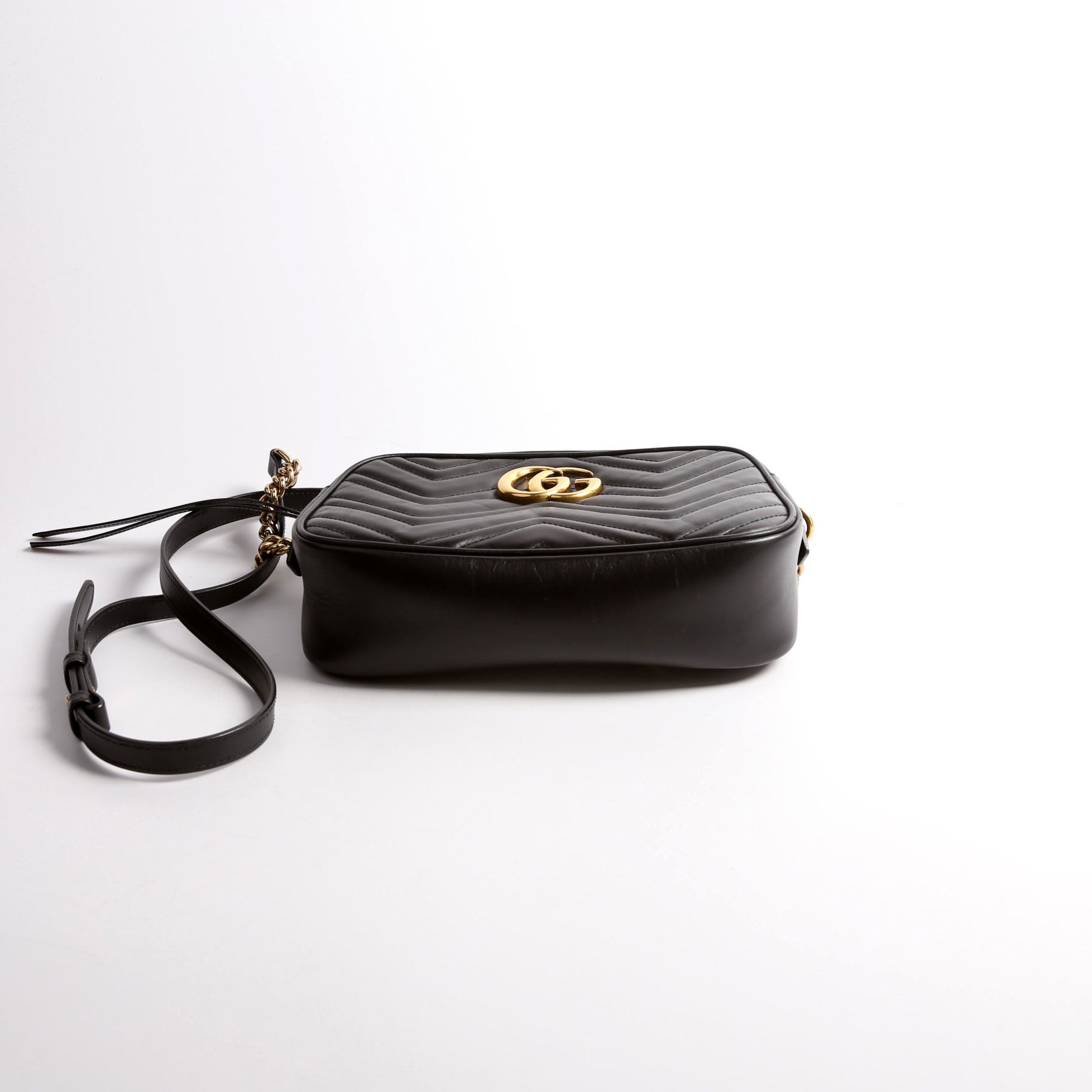 Gucci Marmont Camera Leather Black Small Travel Bag Black 4