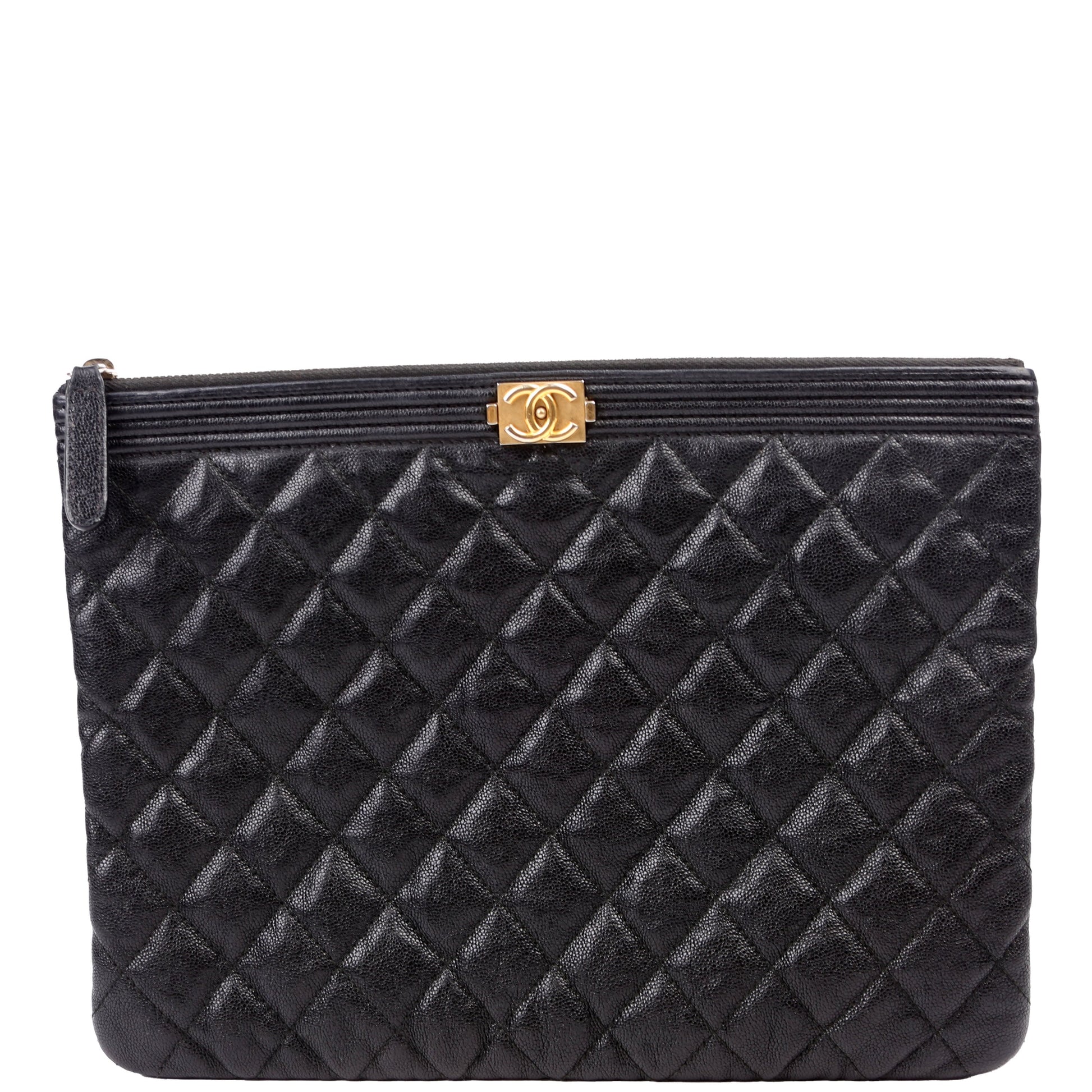 Chanel O Case Boy Medium Caviar Black
