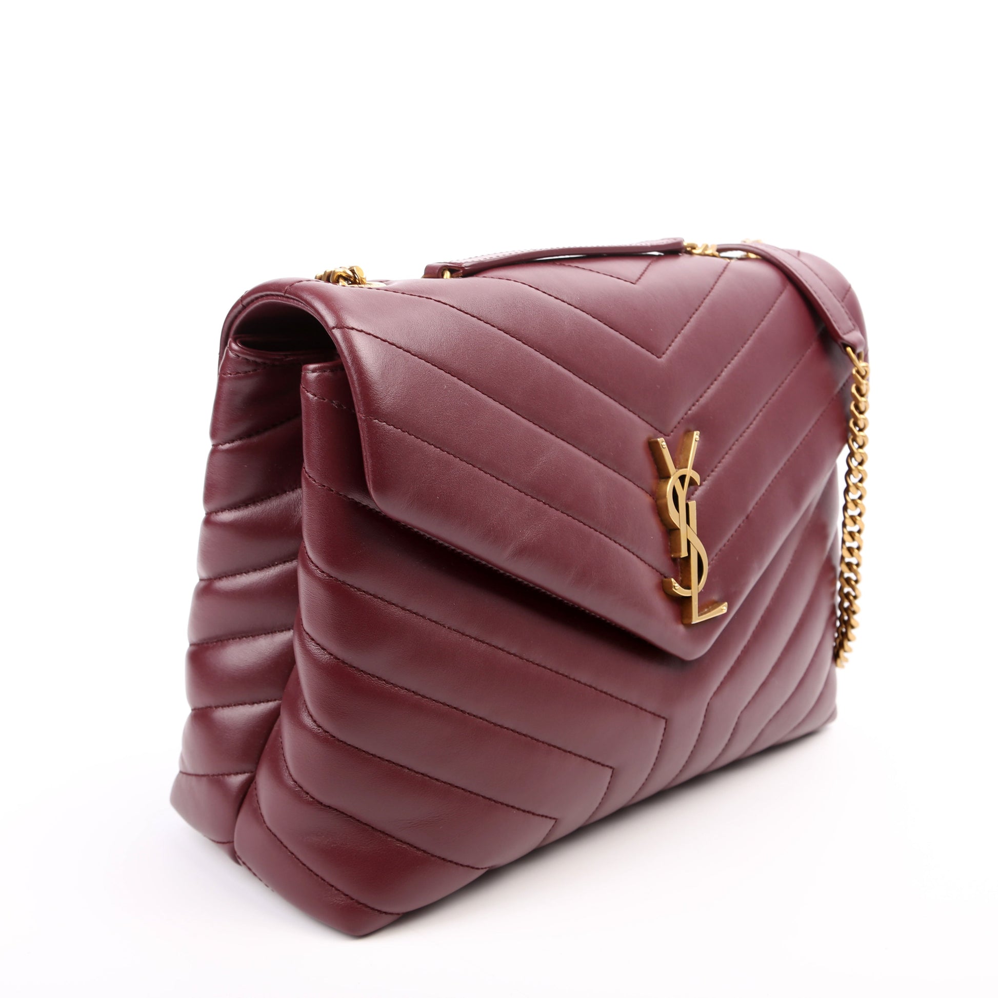 YSL Saint Laurent Loulou Burgundy Bag Quilted Medium Travel Bag