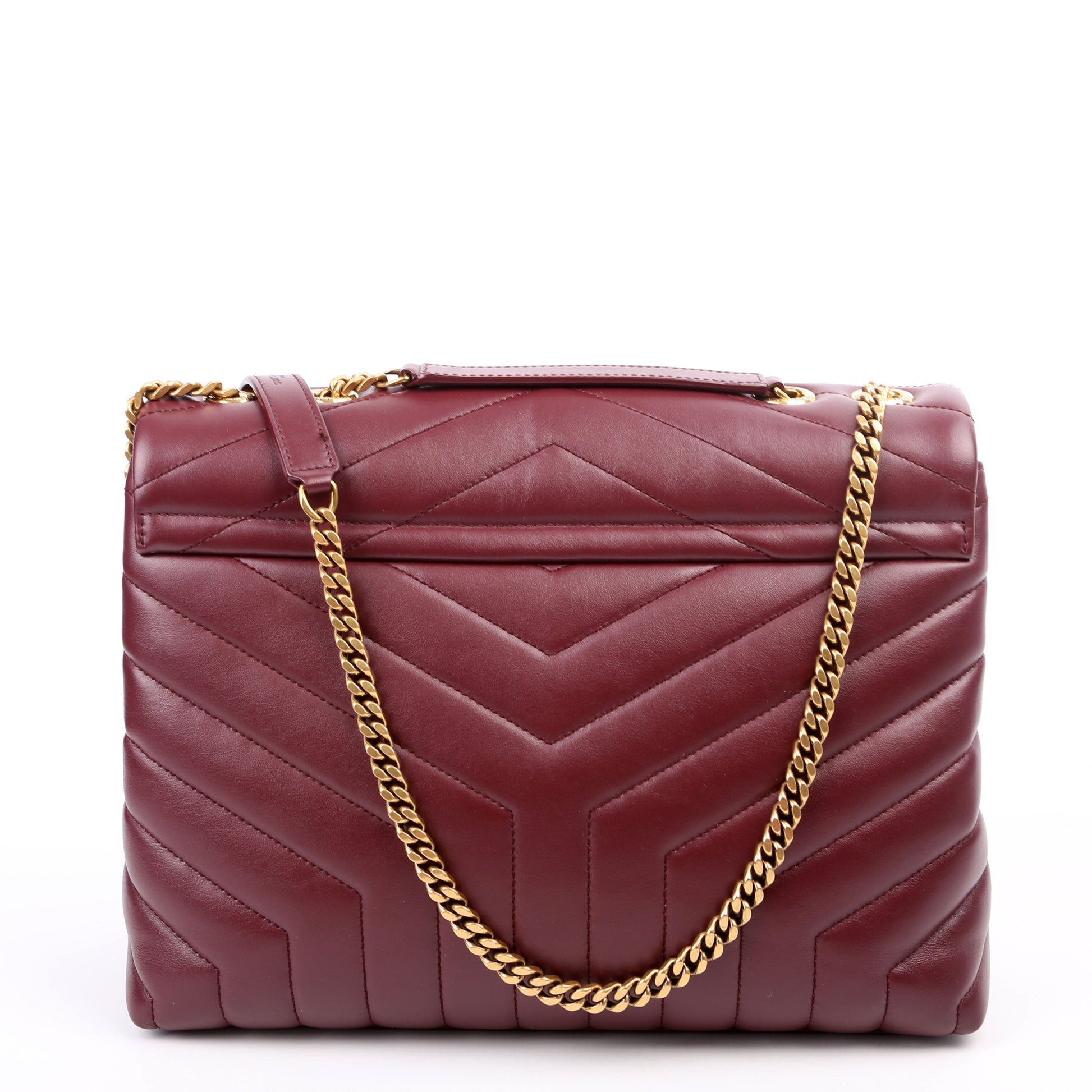 YSL Saint Laurent Loulou Burgundy Bag Quilted Medium Travel Bag