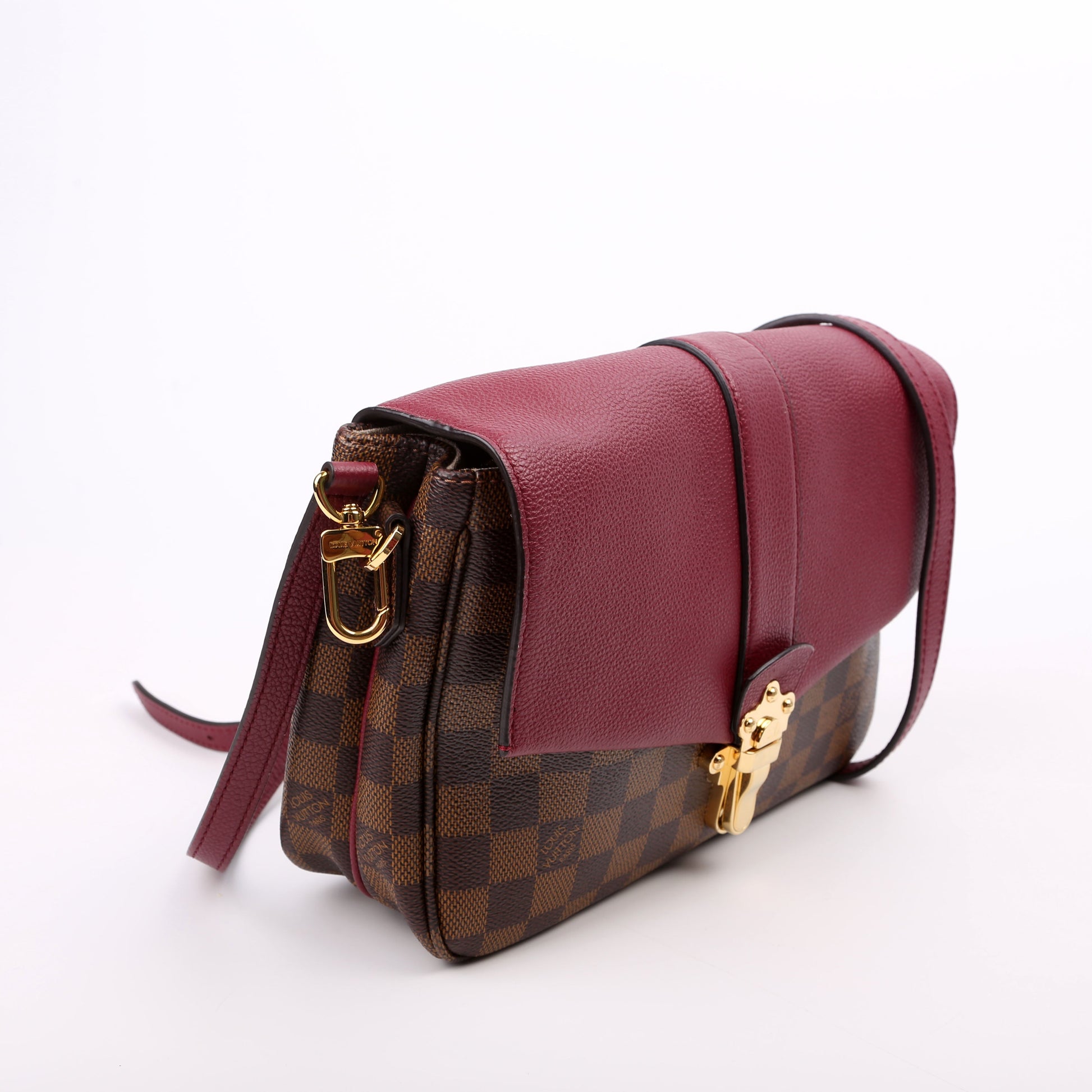 Louis Vuitton Clapton Ebene Burgundy Damier Crossbody Bag