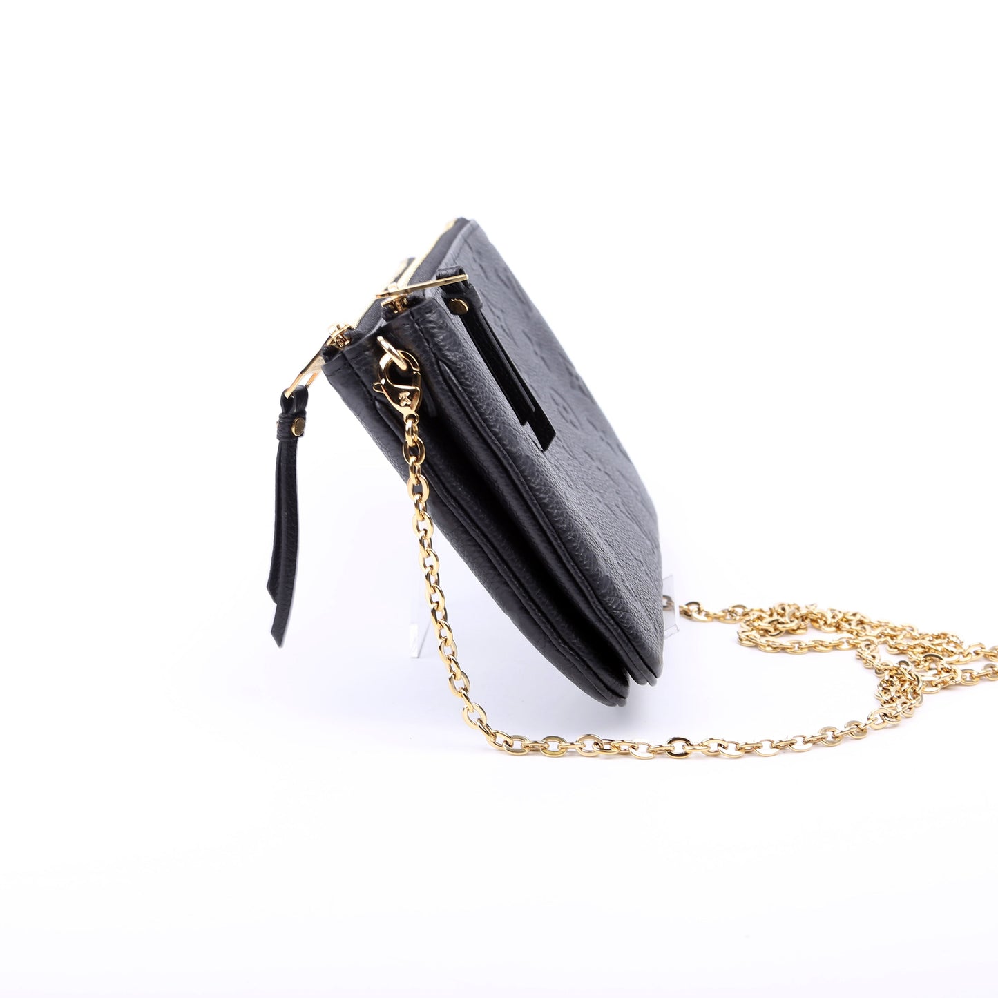 Louis Vuitton Double Zip Pochette Empreinte Black Clutch Bag