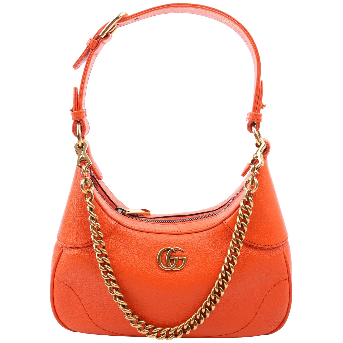 Gucci Aphrodite Leather Orange Small Shoulder Bag