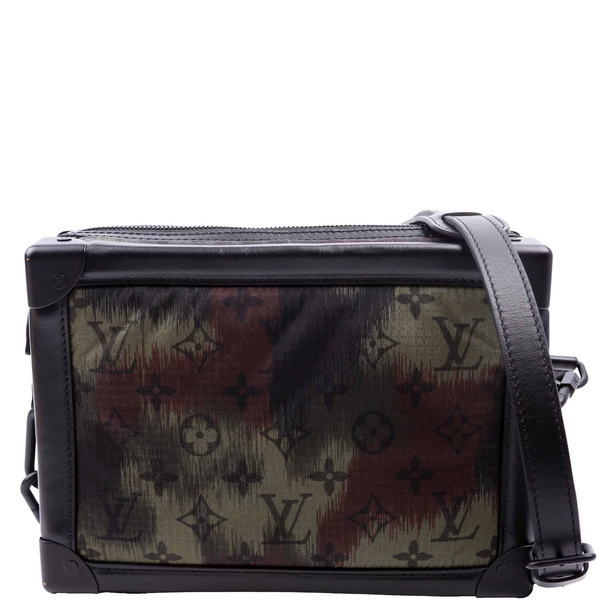 Louis Vuitton Soft Trunk Nylon Camouflage Monogram Black Green Handbag