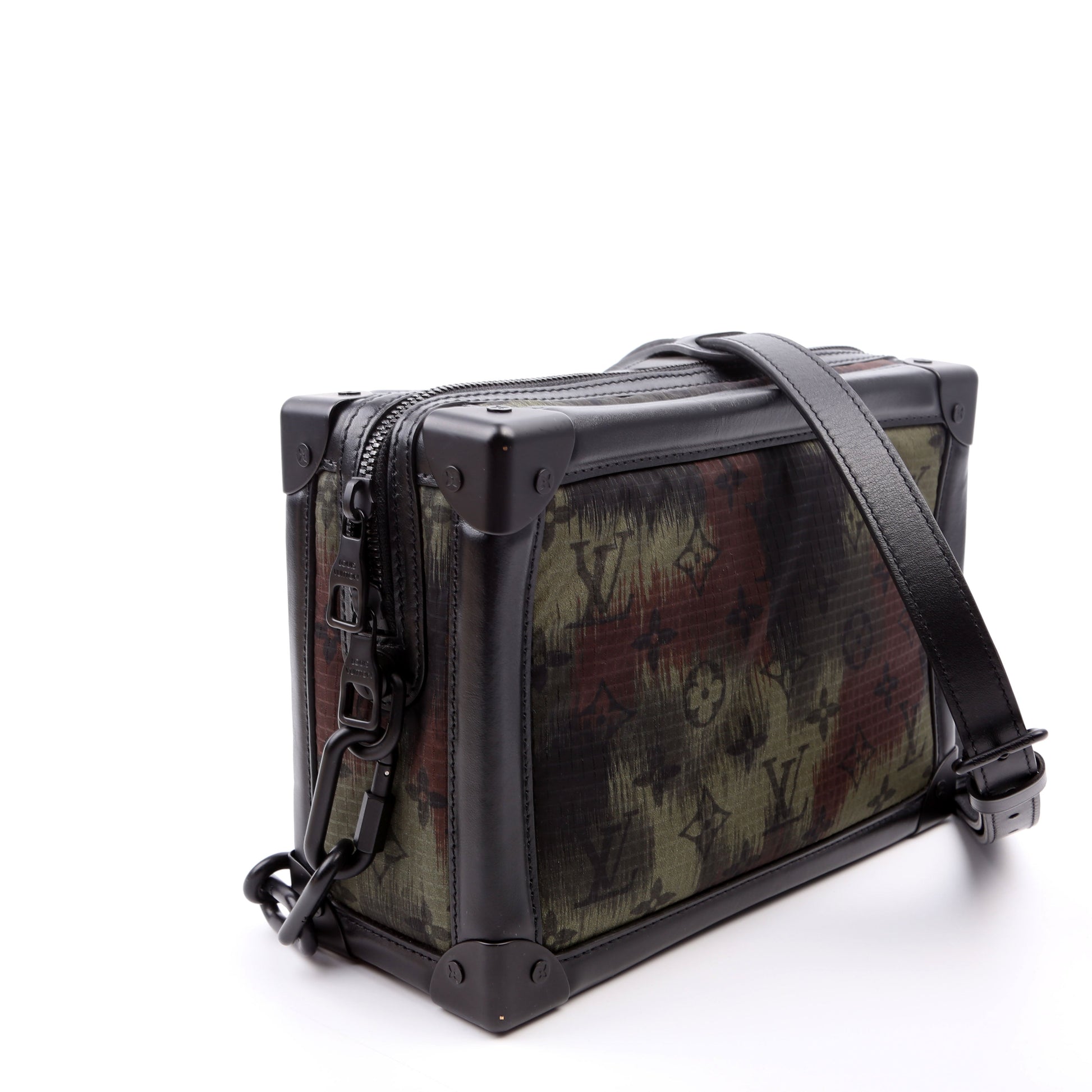 Louis Vuitton Soft Trunk Nylon Camouflage Monogram Black Green Handbag