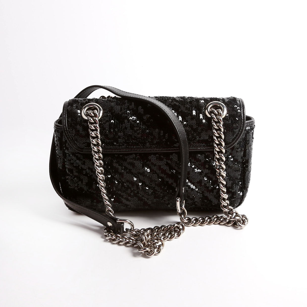 Gucci Marmont Sequin Black Mini Flap Shoulder Bag
