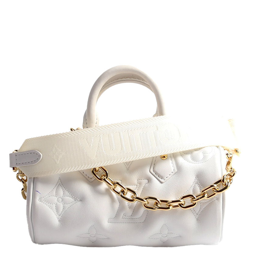 Louis Vuitton Papillon BB Bubblegram Calfskin White Handbag
