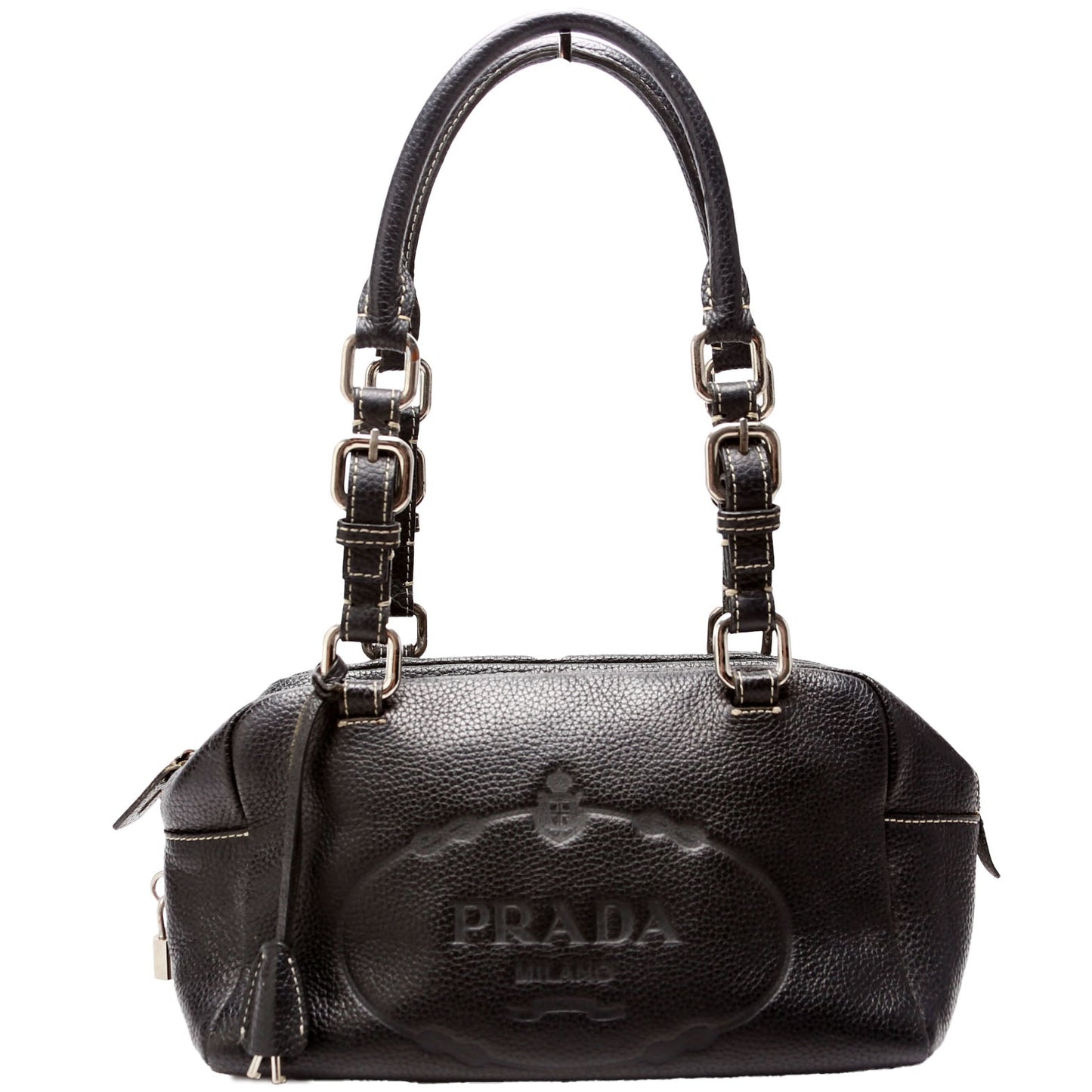 Prada Bowling Shoulder Bag Leather Black