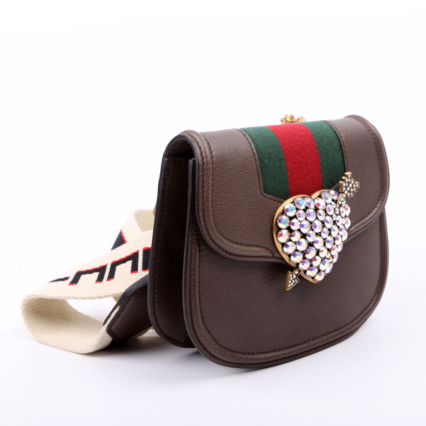 Gucci Jeweled Heart Totem Brown Tote Bag