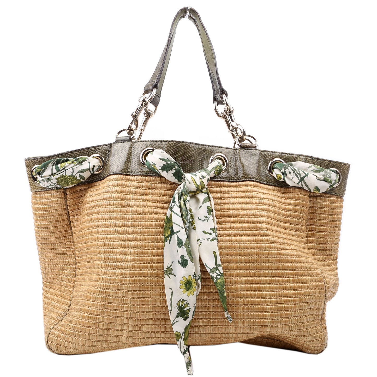 Gucci Straw Positano Green Tote Bag