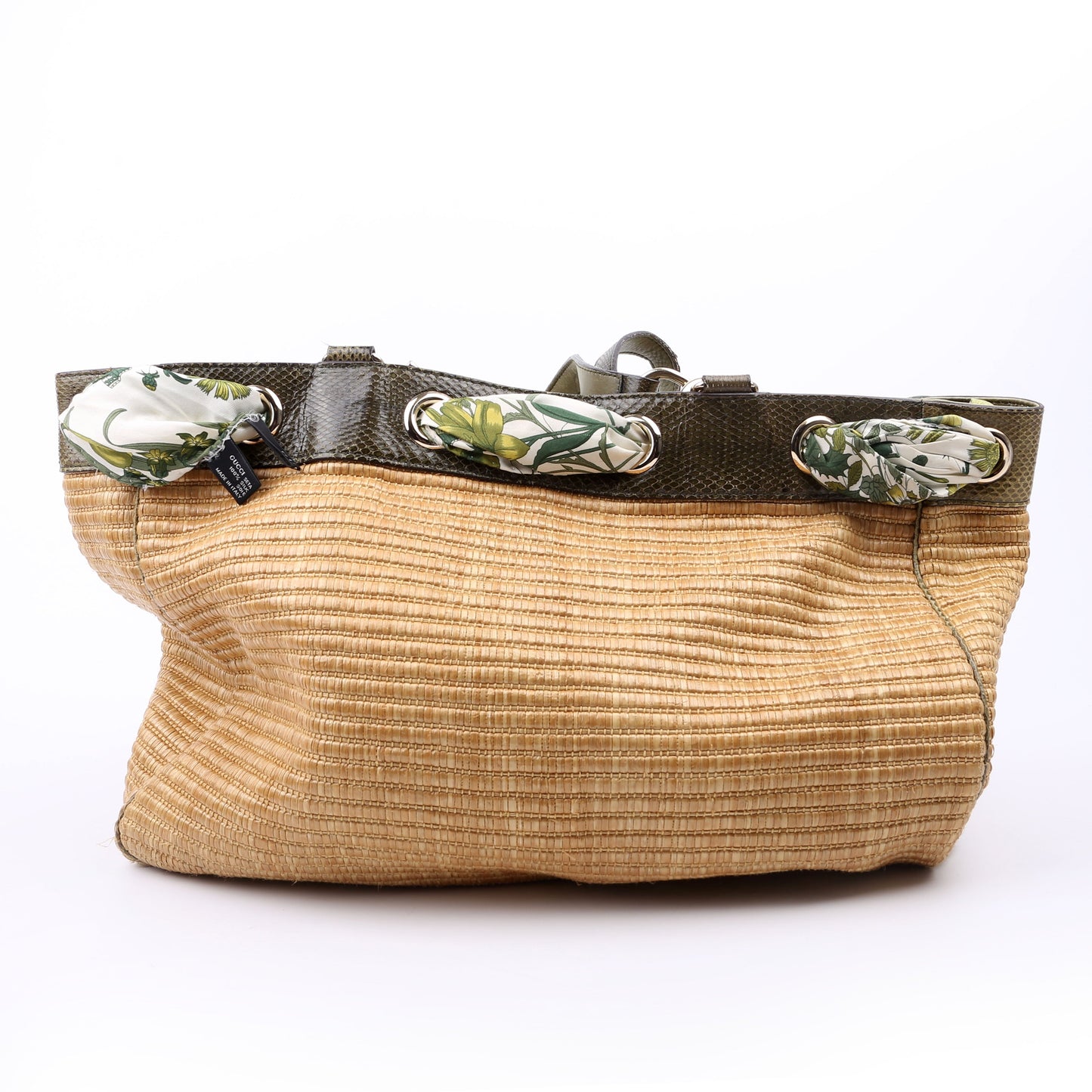 Gucci Straw Positano Green Tote Bag