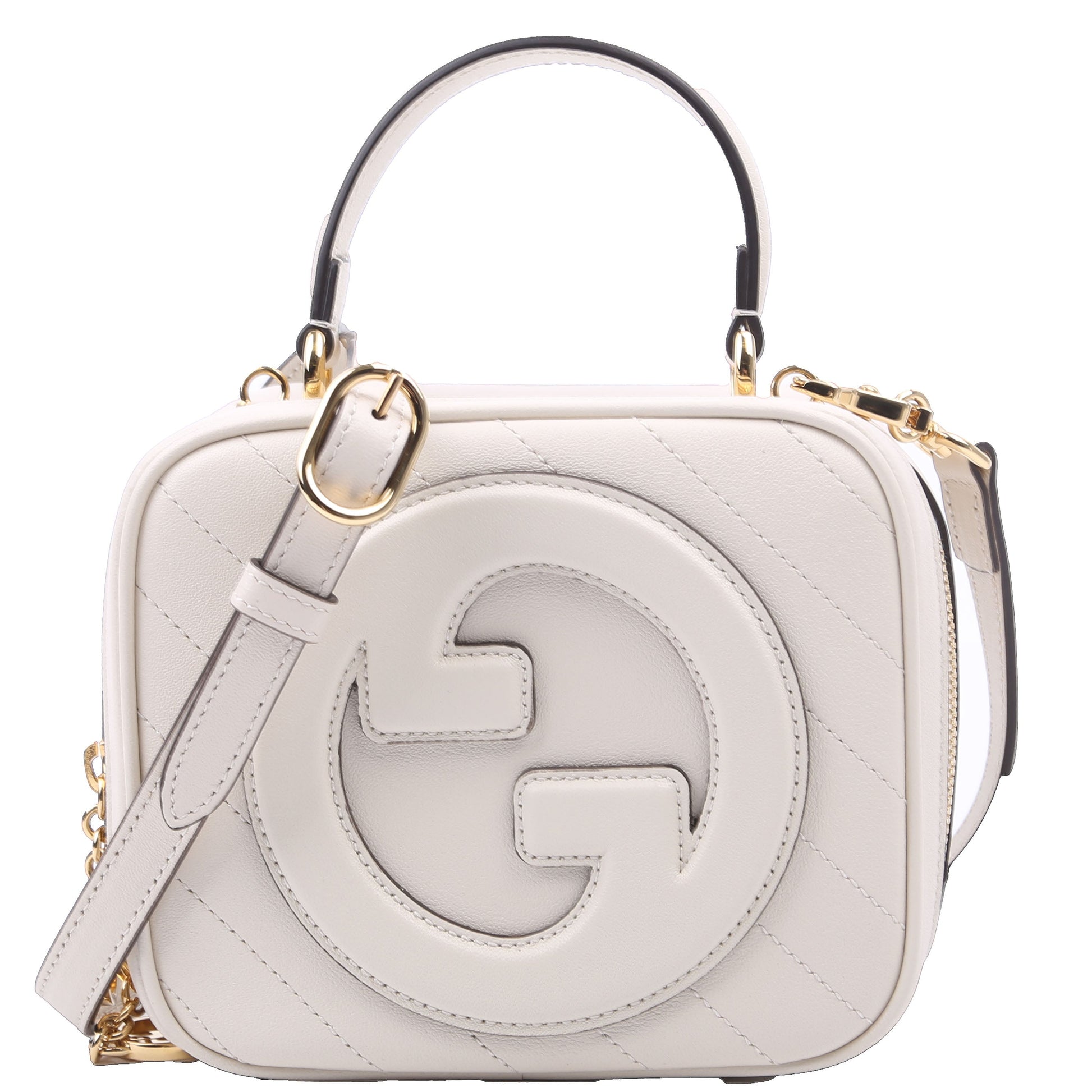 Gucci Blondie Leather White Top Handle Travel Bag