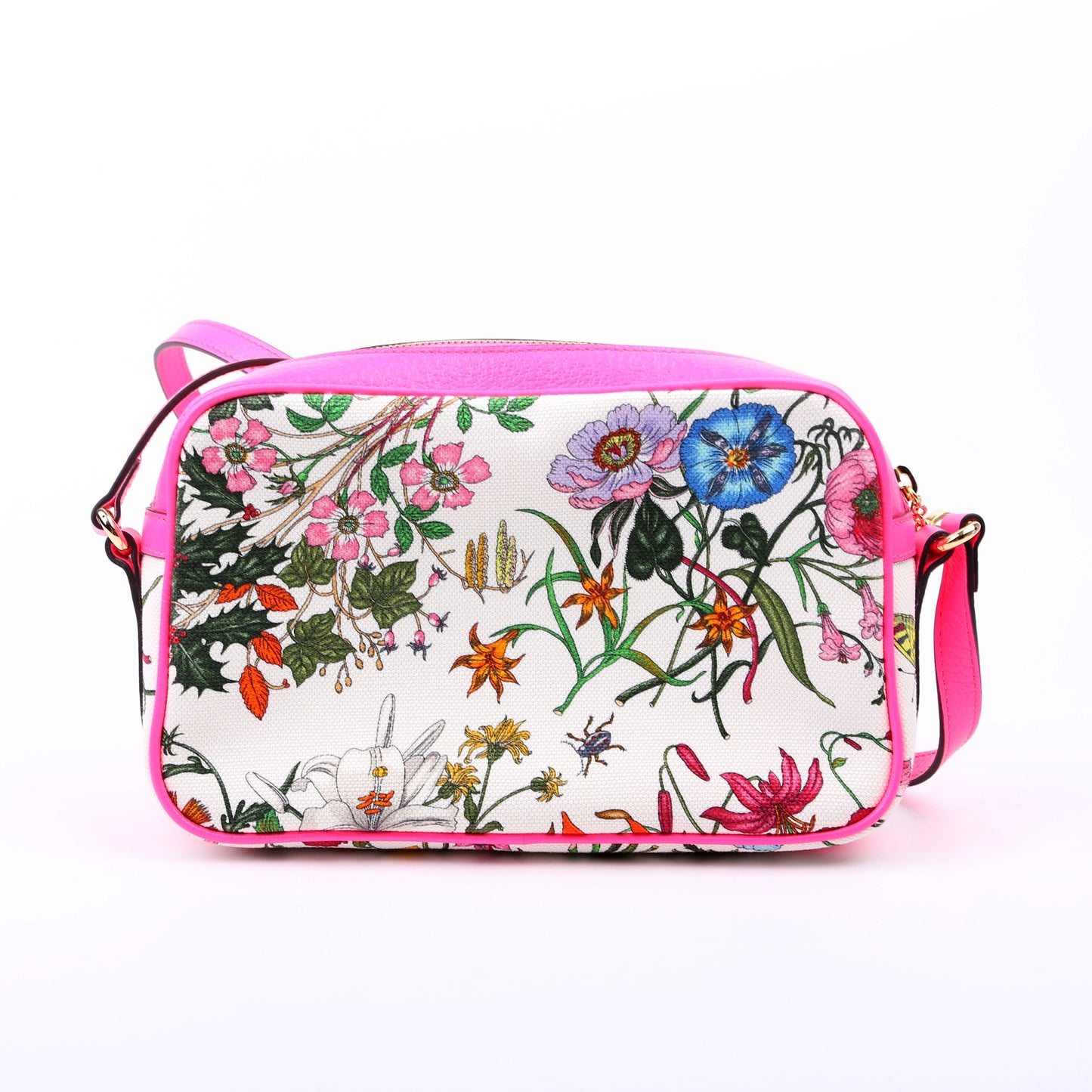 Gucci Flora Canvas Pink Crossbody Bag Pink 1