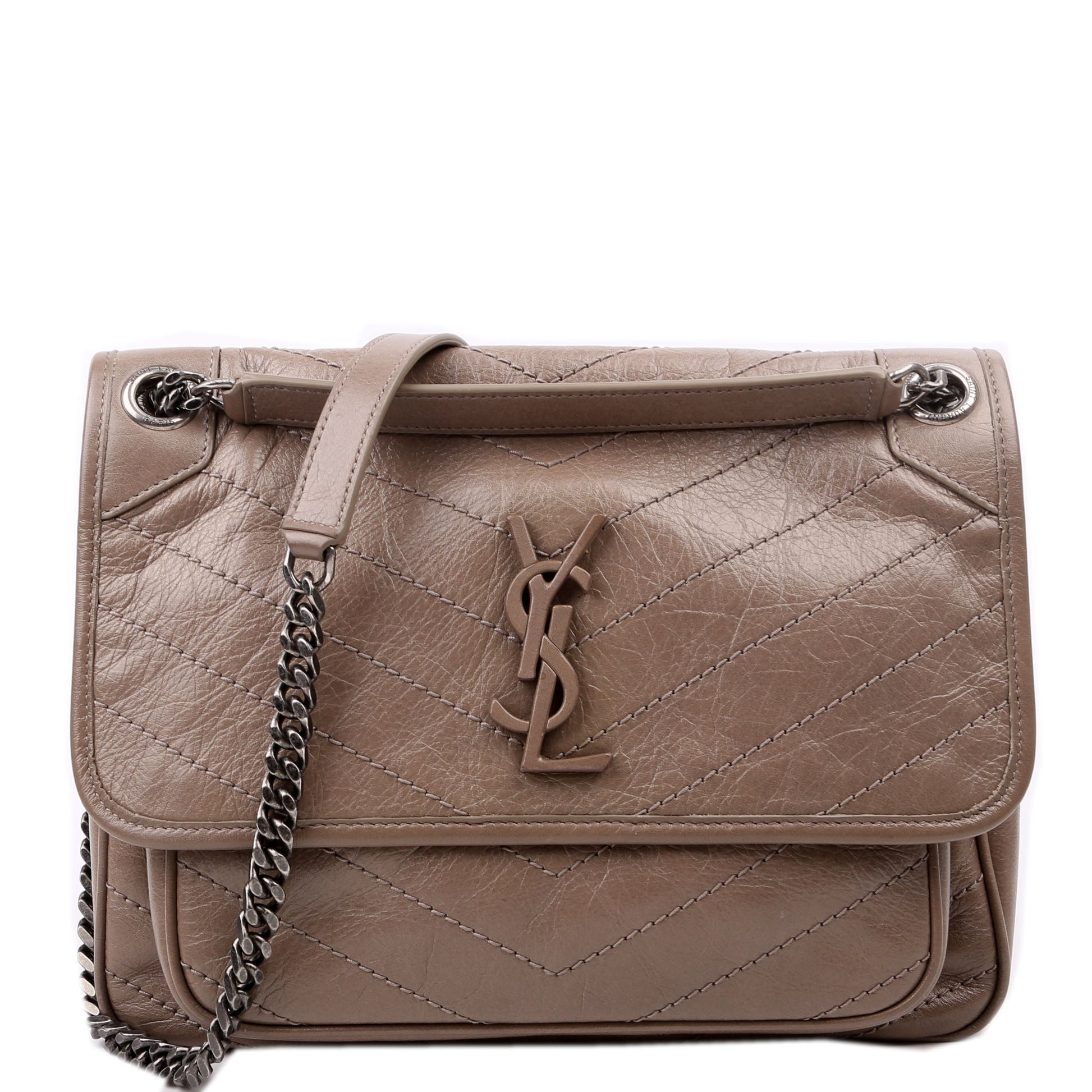 YSL Saint Laurent Saint Laurent Niki Crinkle Taupe Bag Leather Medium Travel Bag