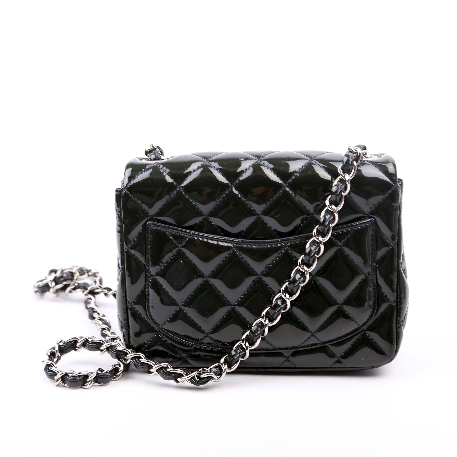 Chanel Classic Flap Square Patent 19M Green Mini Bag