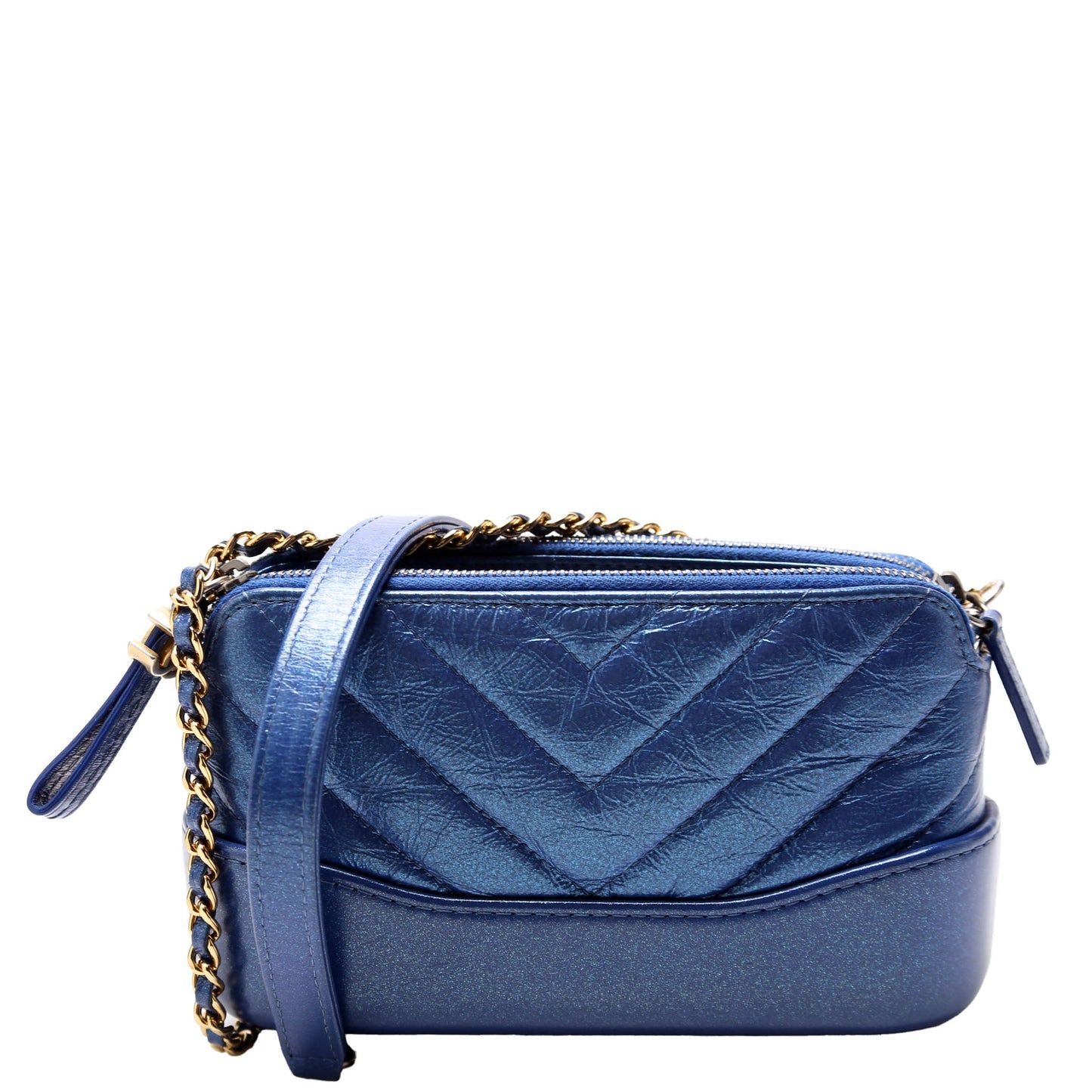Chanel Gabrielle Double Zip Woc 28M Blue Clutch Bag