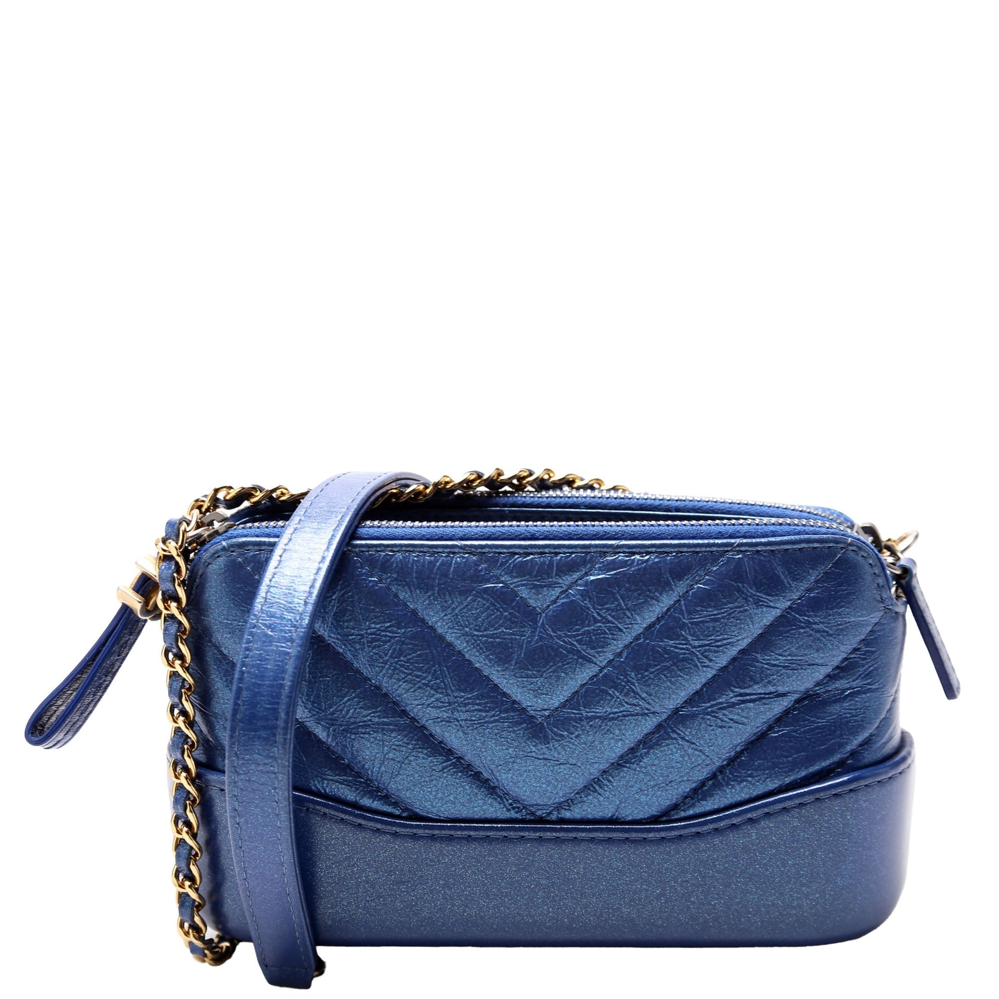 Chanel Gabrielle Double Zip Woc 28M Blue Clutch Bag