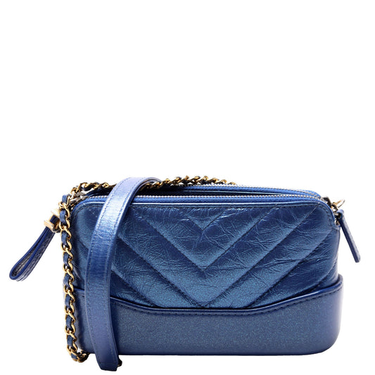 Chanel Gabrielle Double Zip Woc 28M Blue Clutch Bag