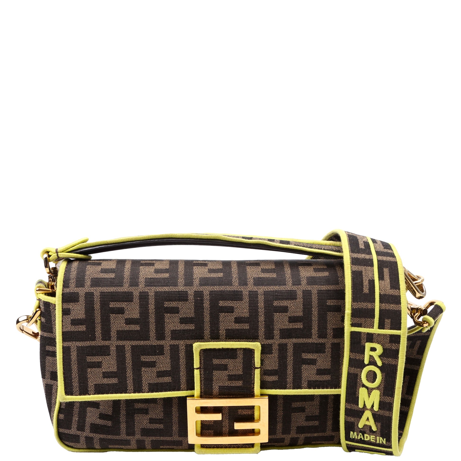 Fendi Ff Jacquarduette Bag Brown Green Travel Bag