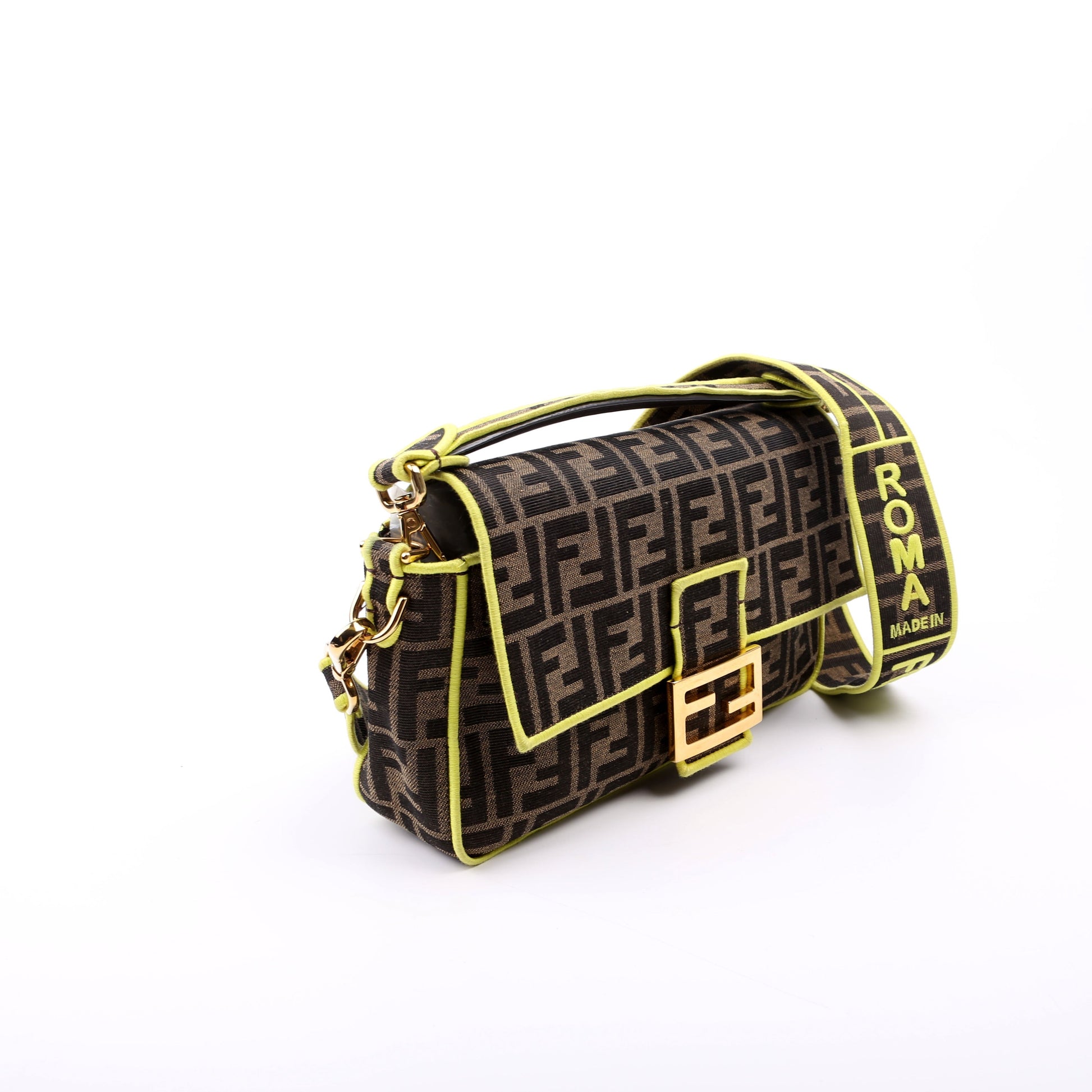 Fendi Ff Jacquarduette Bag Brown Green Travel Bag