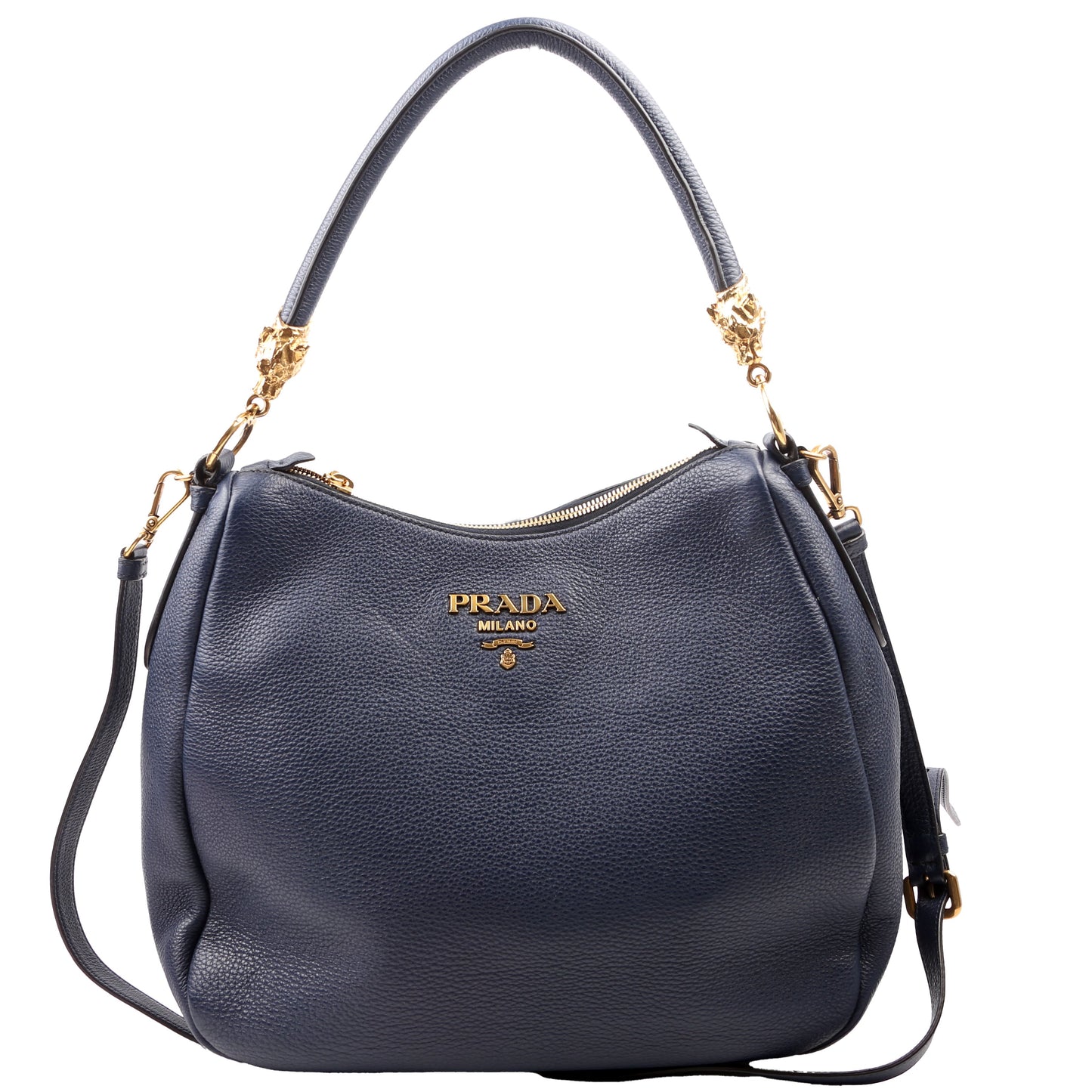 Prada Vitello Phenix Hobo Navy Bag Travel Bag