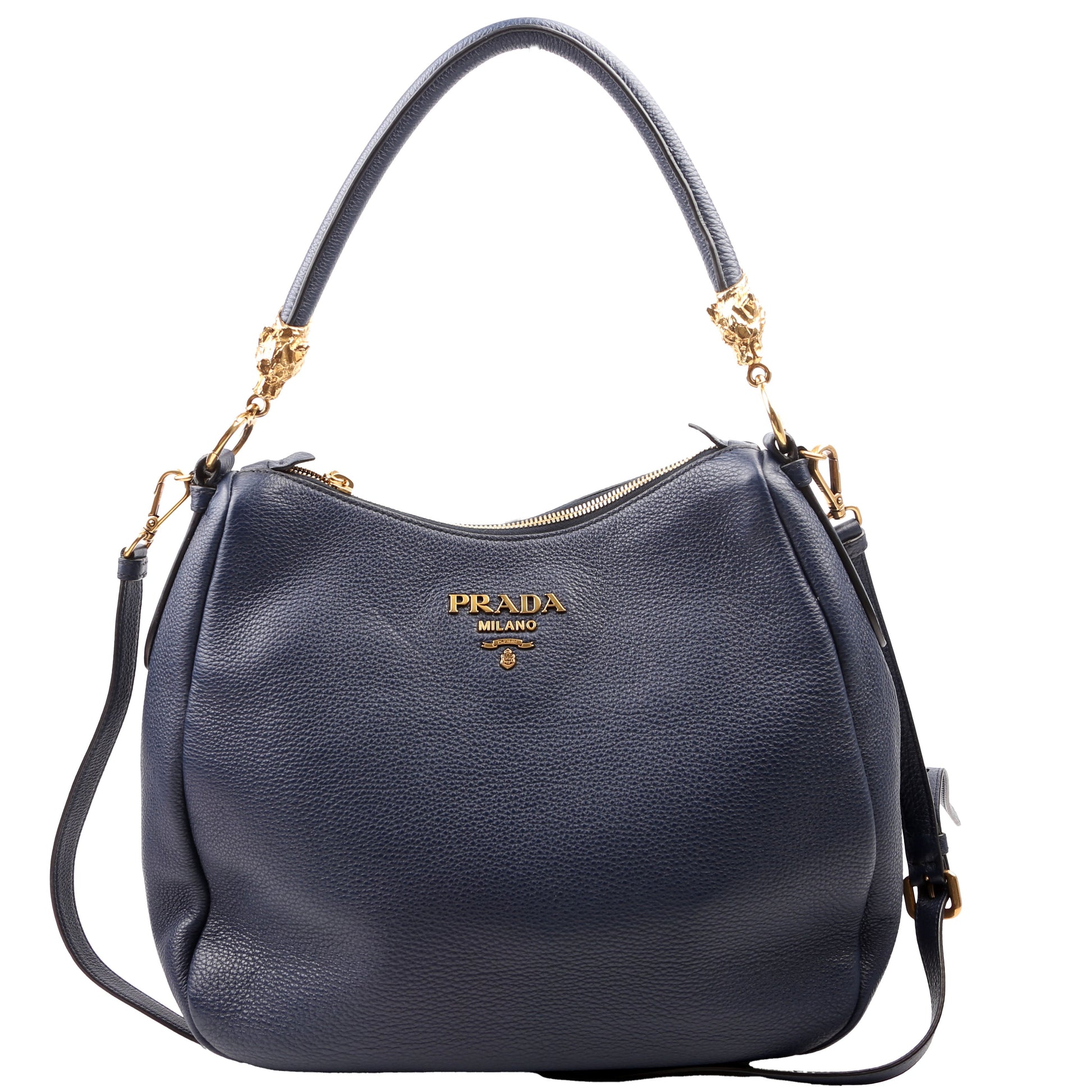 Prada Vitello Phenix Hobo Navy Bag Travel Bag