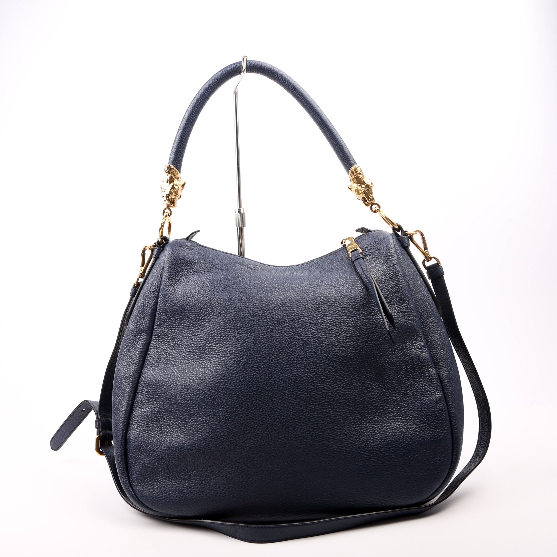 Prada Vitello Phenix Hobo Navy Bag Travel Bag