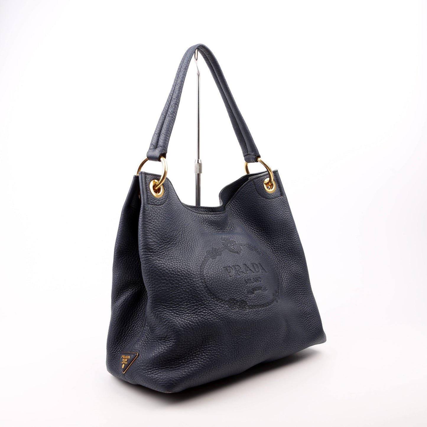 Prada Vitello Daino Phenix Hobo Navy Bag Travel Bag