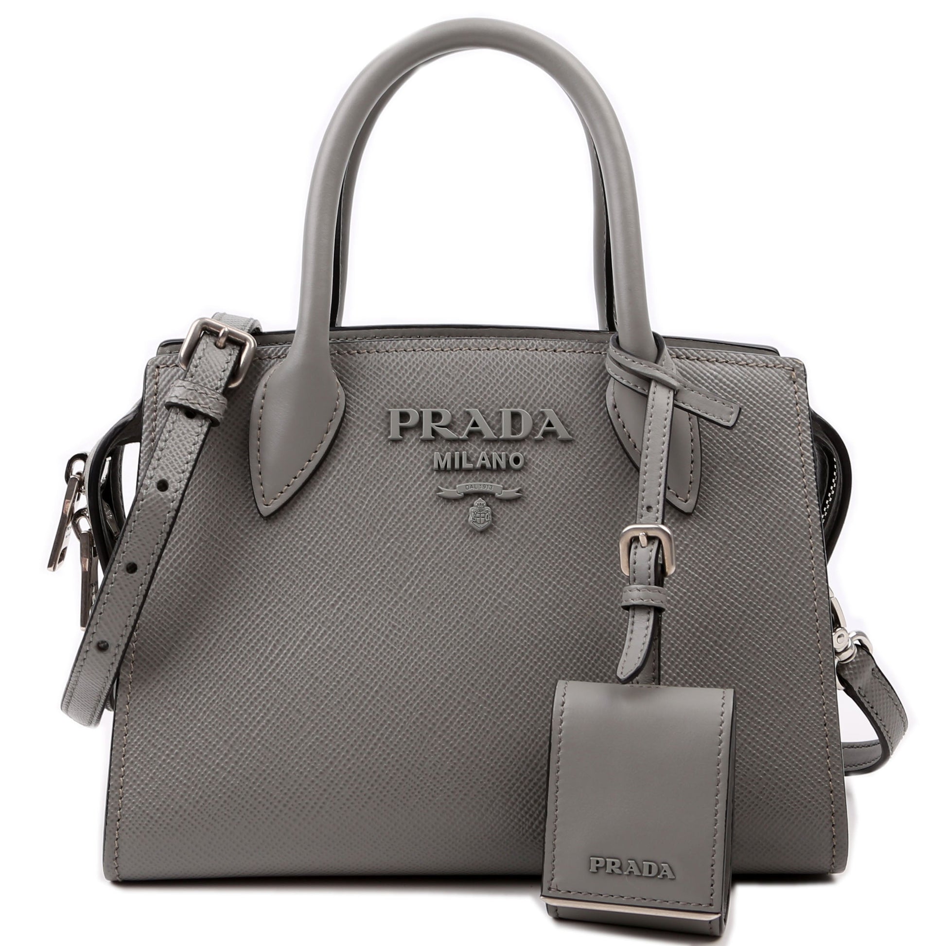 Prada Kristen Saffiano Satchel Grey Bag Travel Bag