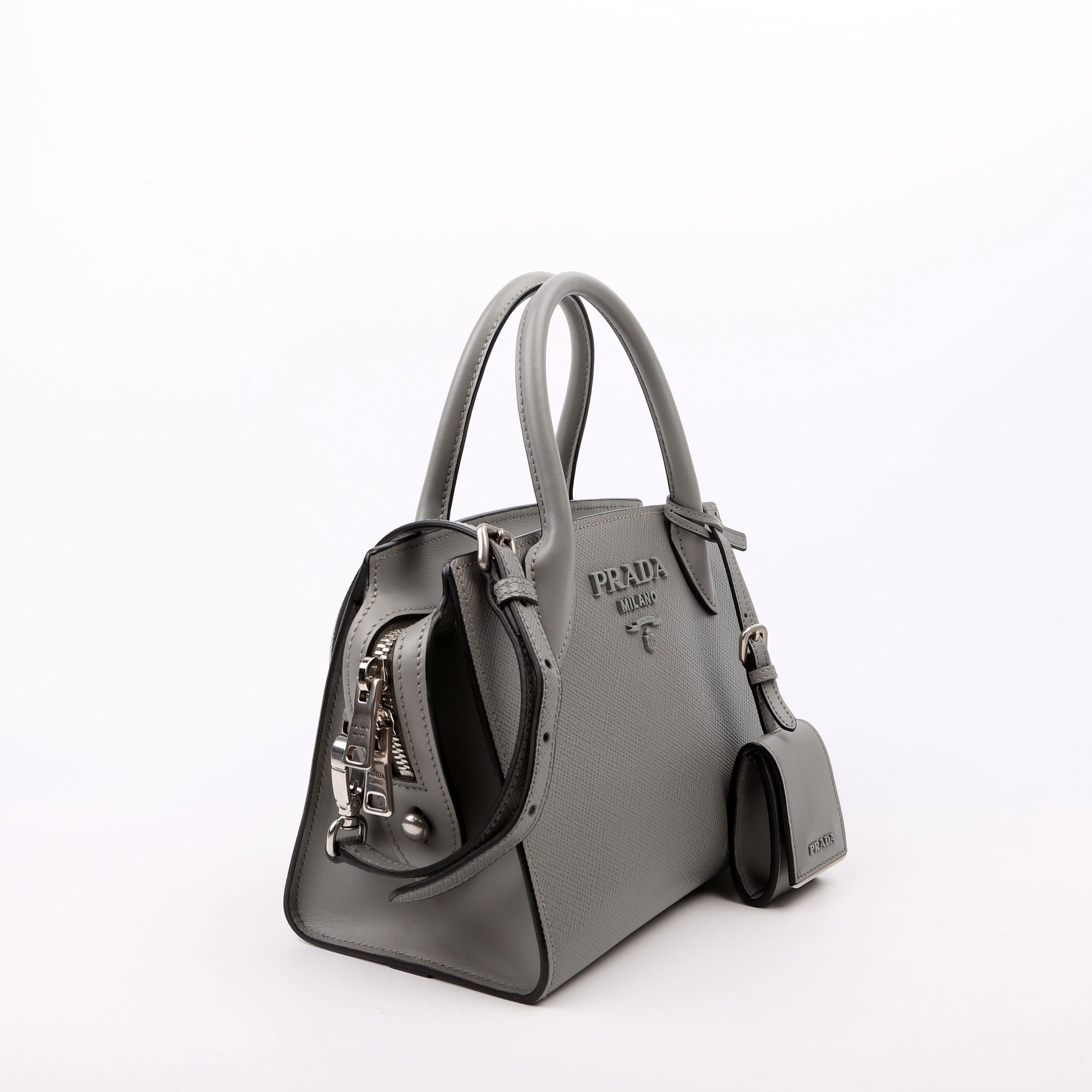 Prada Kristen Saffiano Satchel Grey Bag Travel Bag