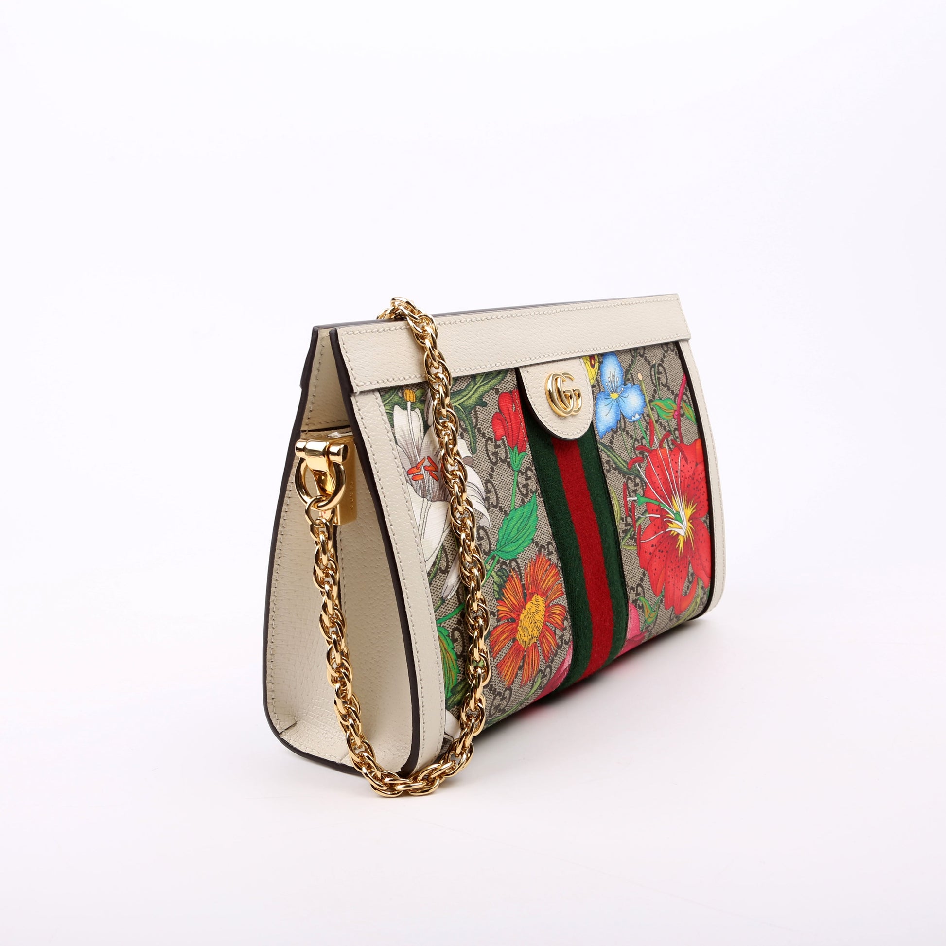 Gucci GG Supreme Flora Ophidia White Small Chain Travel Bag White 3