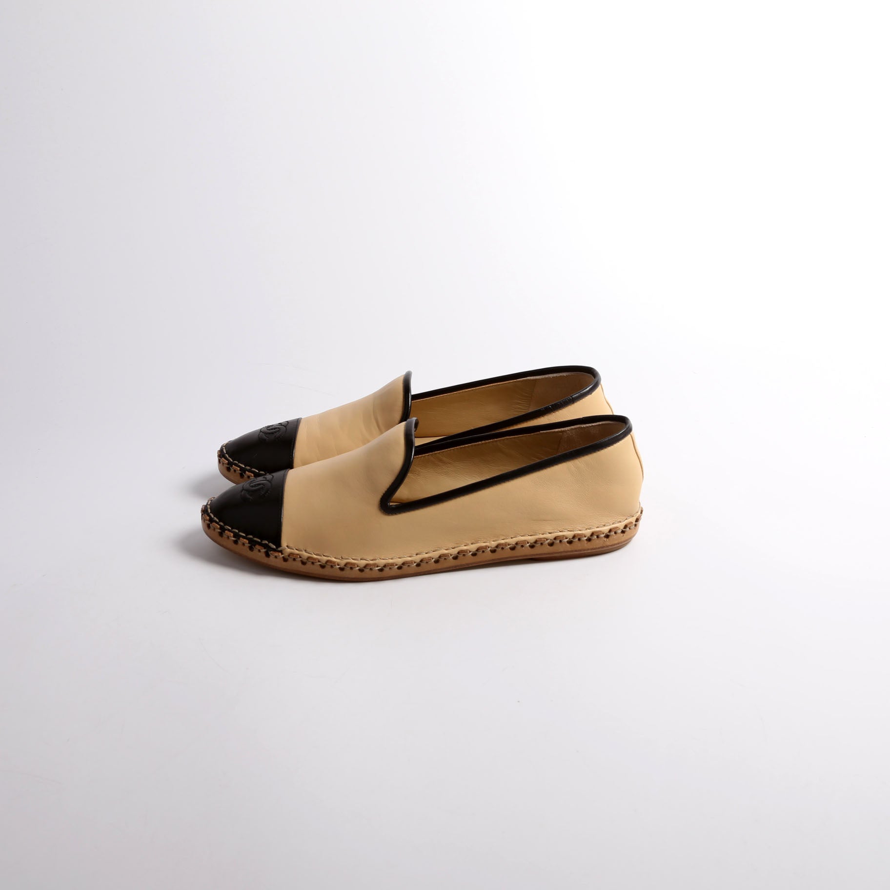 Chanel Cap Toe Chain Mocassin Loafers Size 40