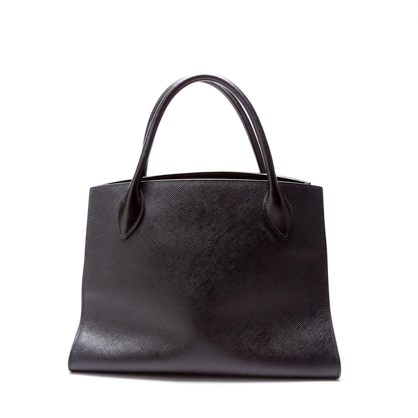 Prada Saffiano Cuir Monochrome Top Handle Tote Bag Black