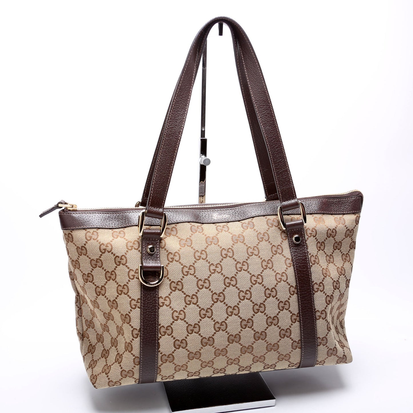 Gucci GG Abbey Canvas Brown Beige Tote Bag