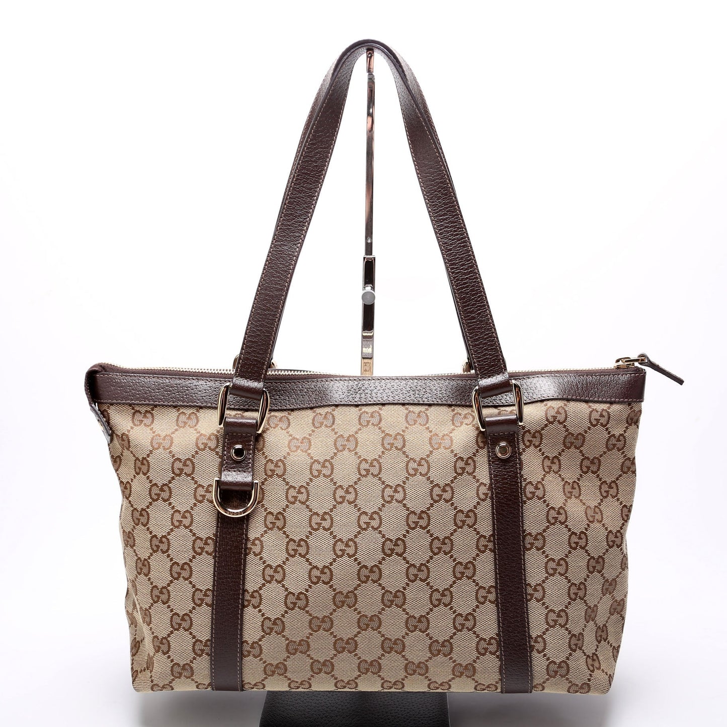 Gucci GG Abbey Canvas Brown Beige Tote Bag