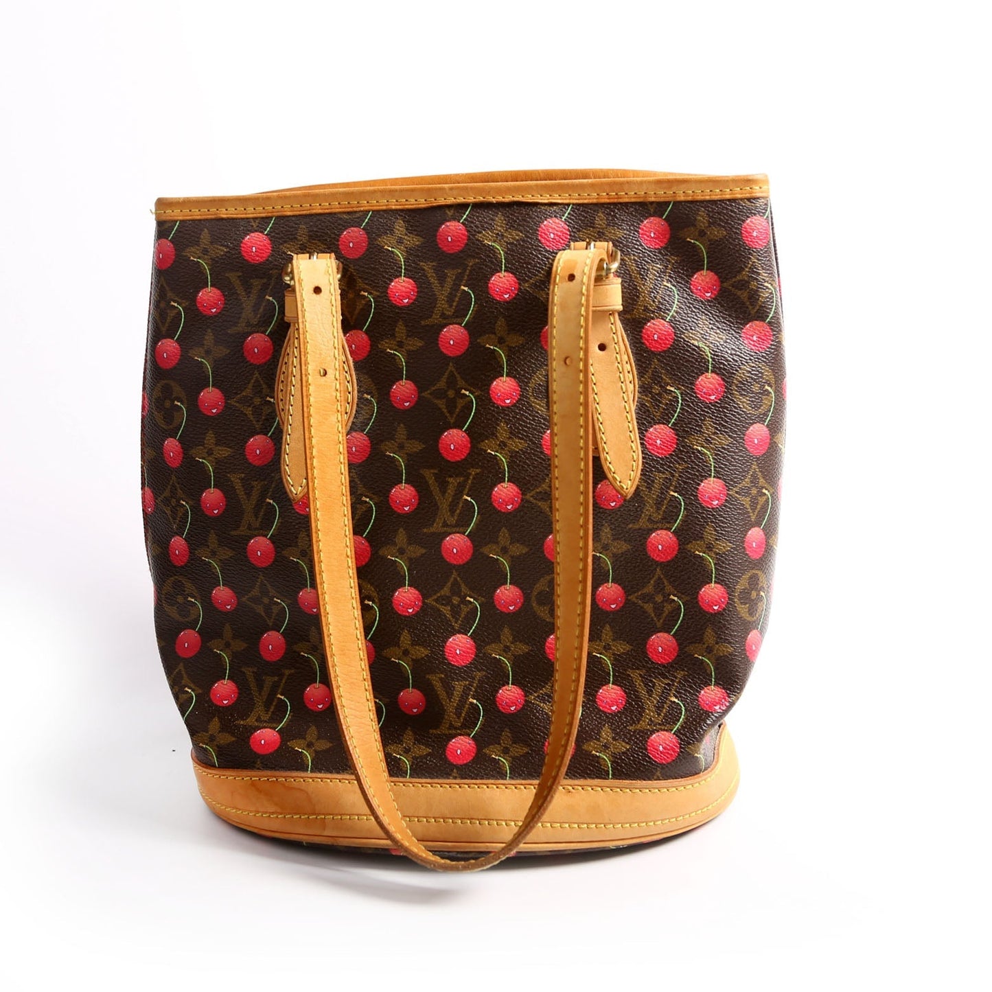 Louis Vuitton Petit Bucket Cerises Brown Red Bucket Bag