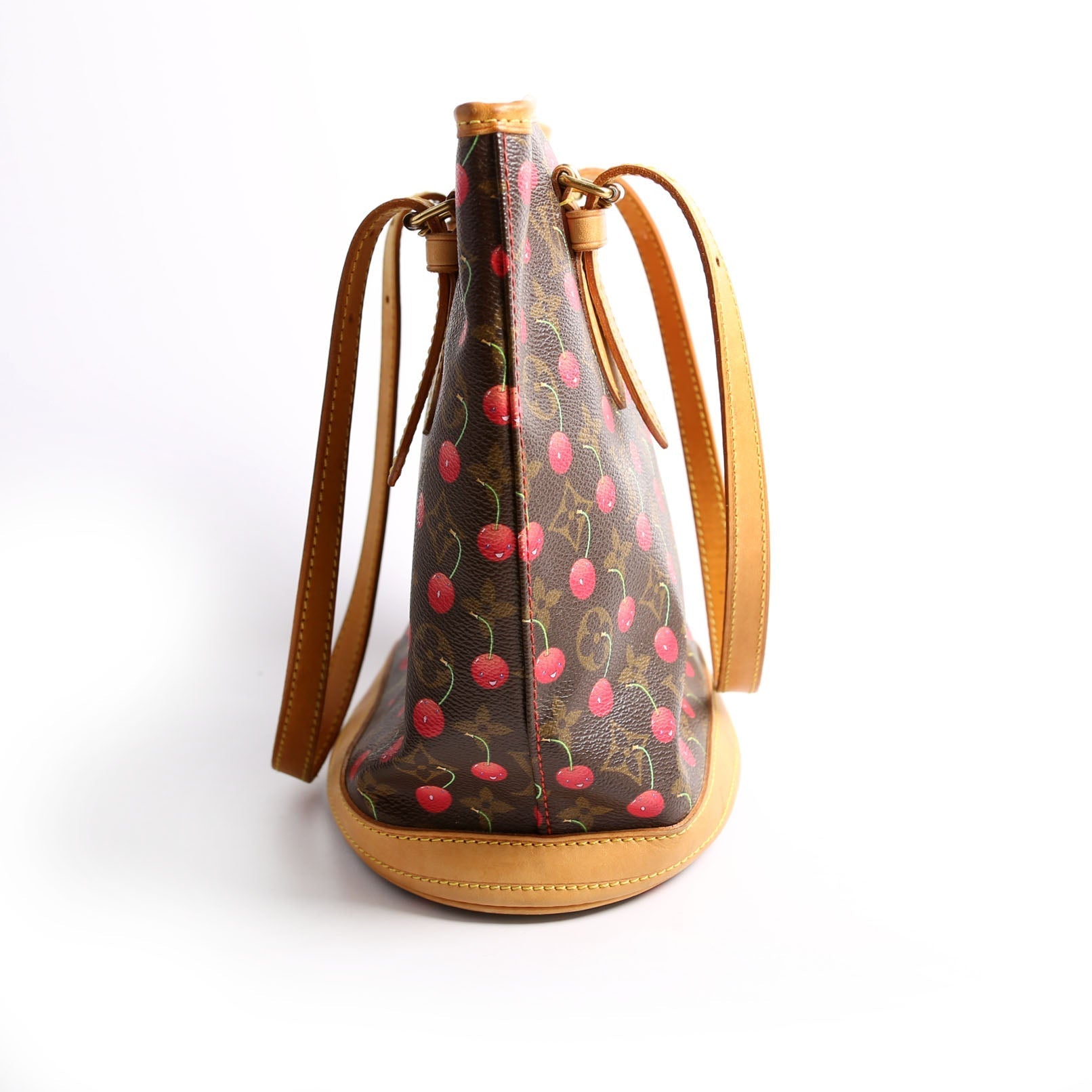 Louis Vuitton Petit Bucket Cerises Brown Red Bucket Bag