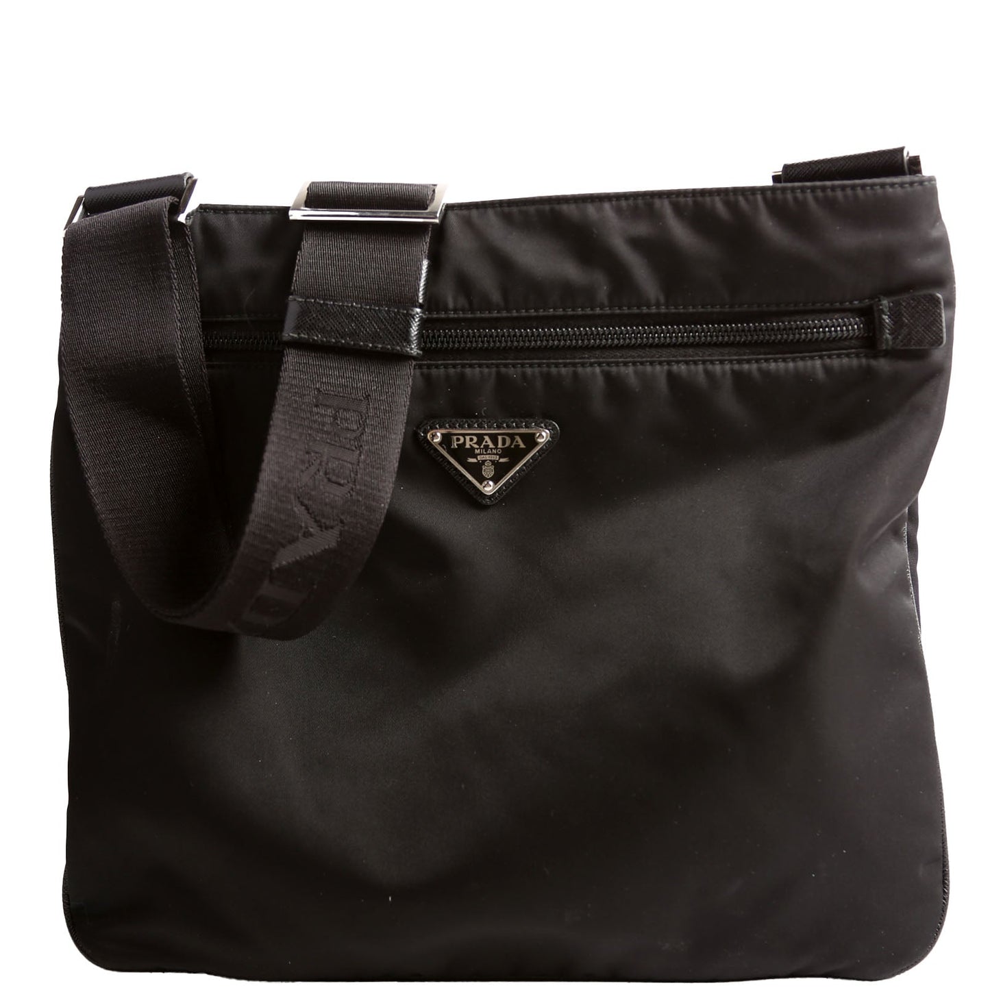 Prada Re Saffiano Messenger Crossbody Bag Nylon Black