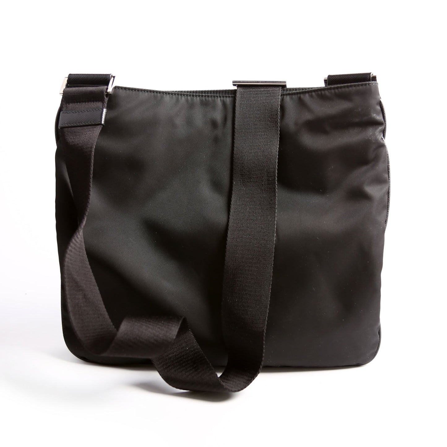 Prada Re Saffiano Messenger Crossbody Bag Nylon Black