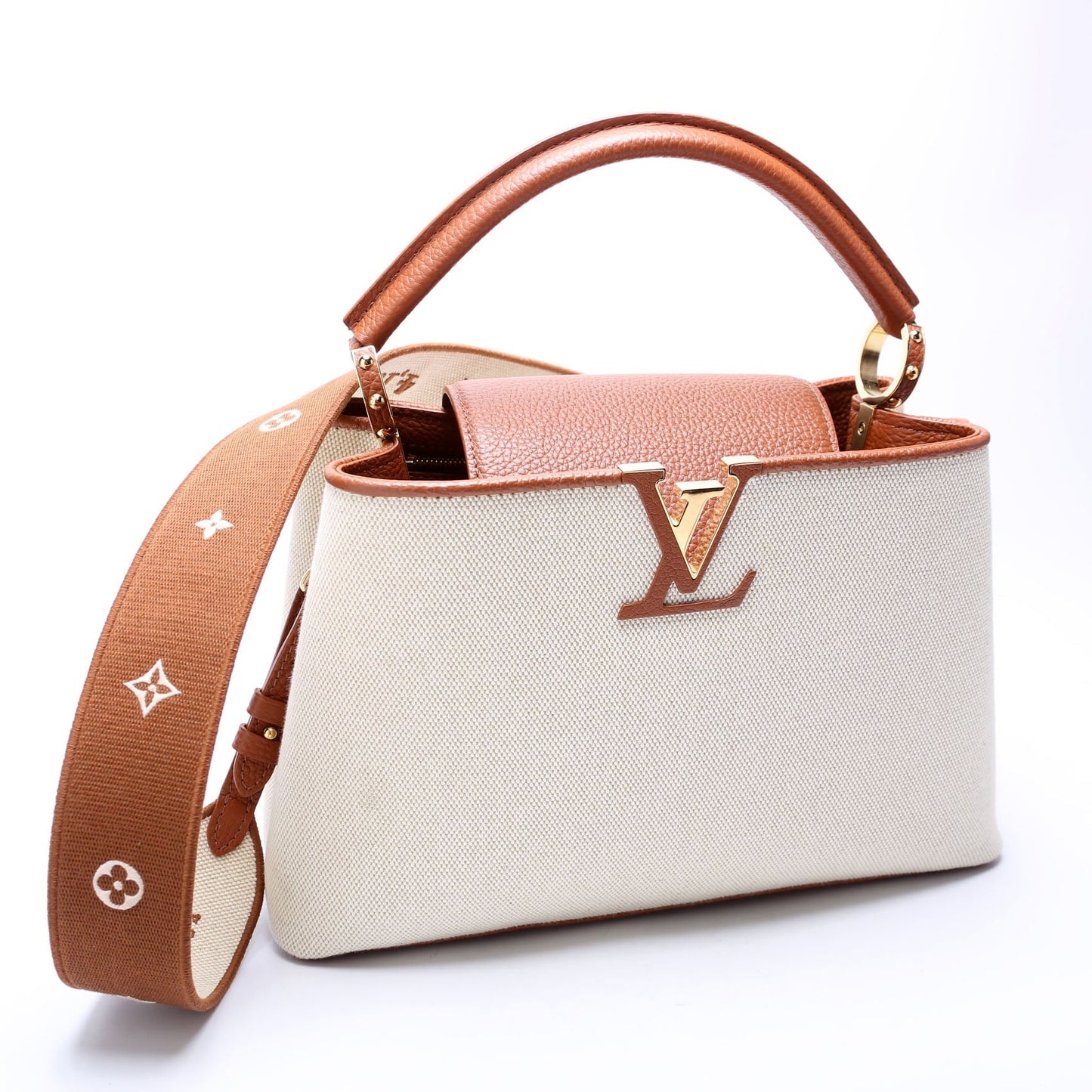 Louis Vuitton Capucines MM Taurillon Canvas Brown Beige Hat