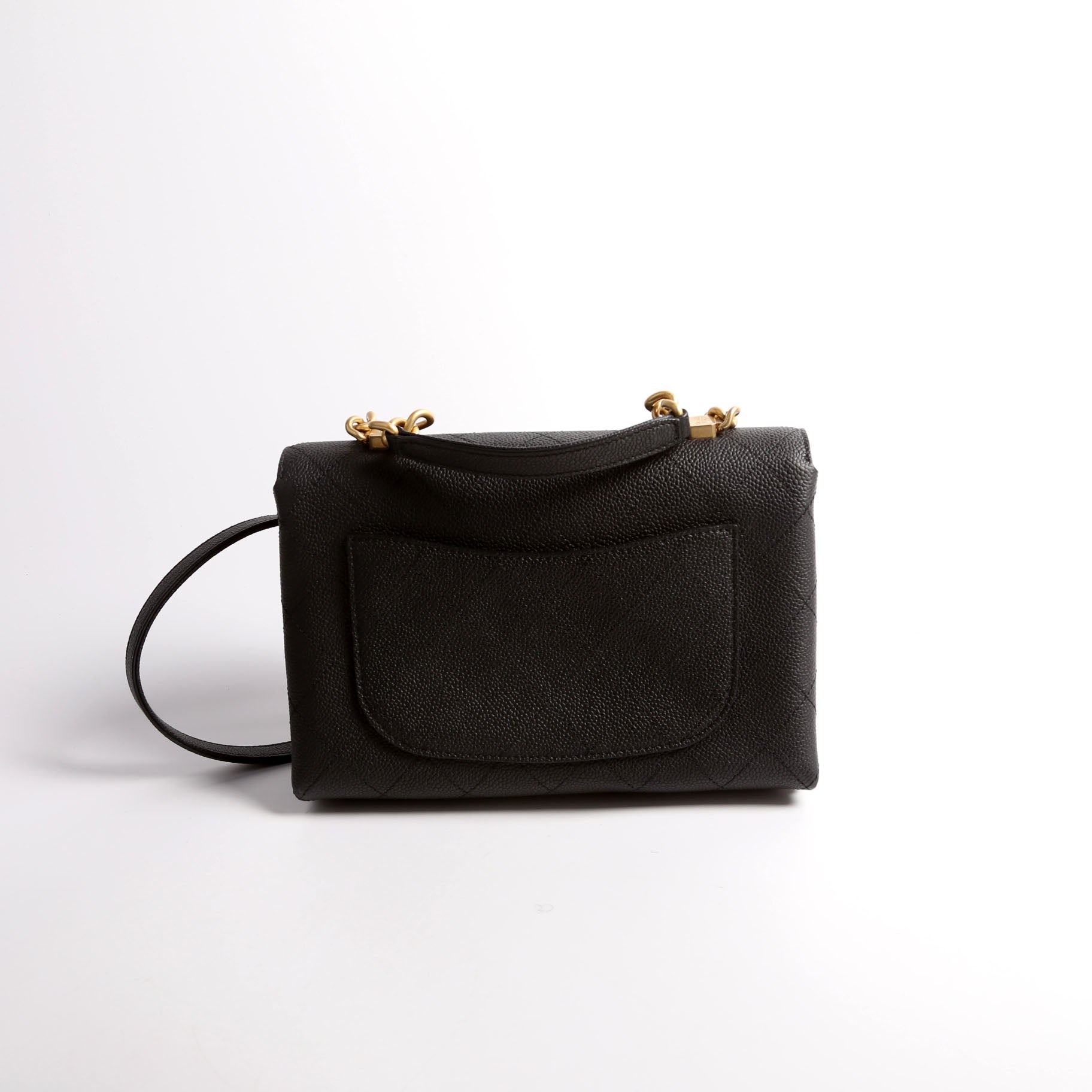 Chanel Quilted Caviar Diamond Top Handle Flap Handbag