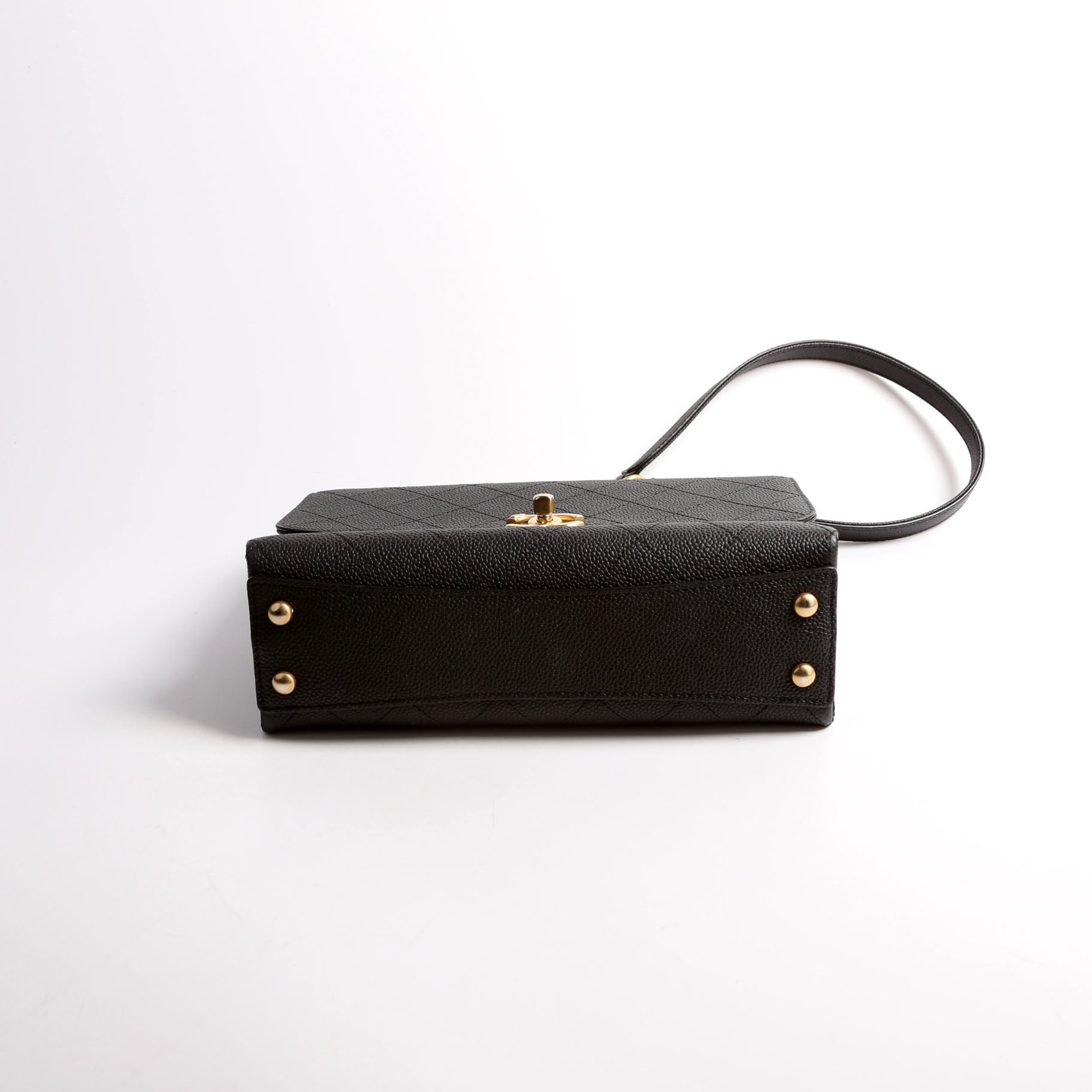 Chanel Quilted Caviar Diamond Top Handle Flap Handbag