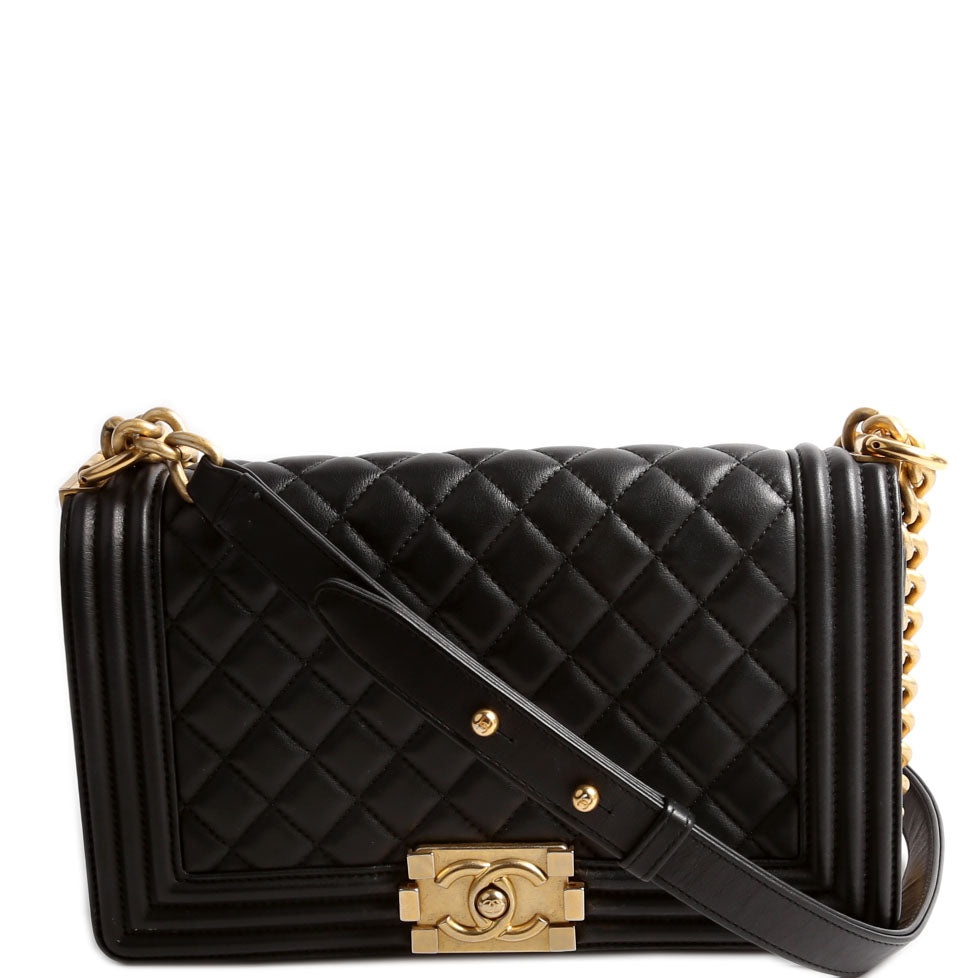 Chanel Boy Flap Old Lambskin 25-28M Black Handbag