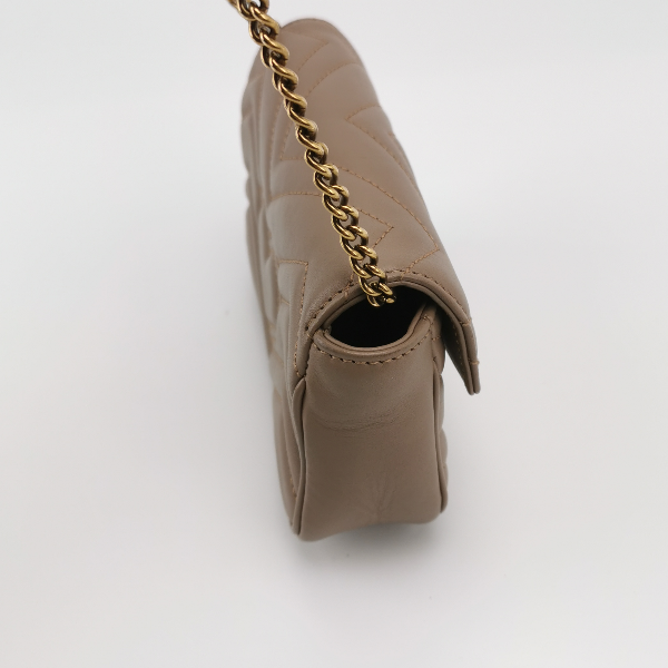 Gucci Marmont Super Leather Beige Mini Flap Travel Bag